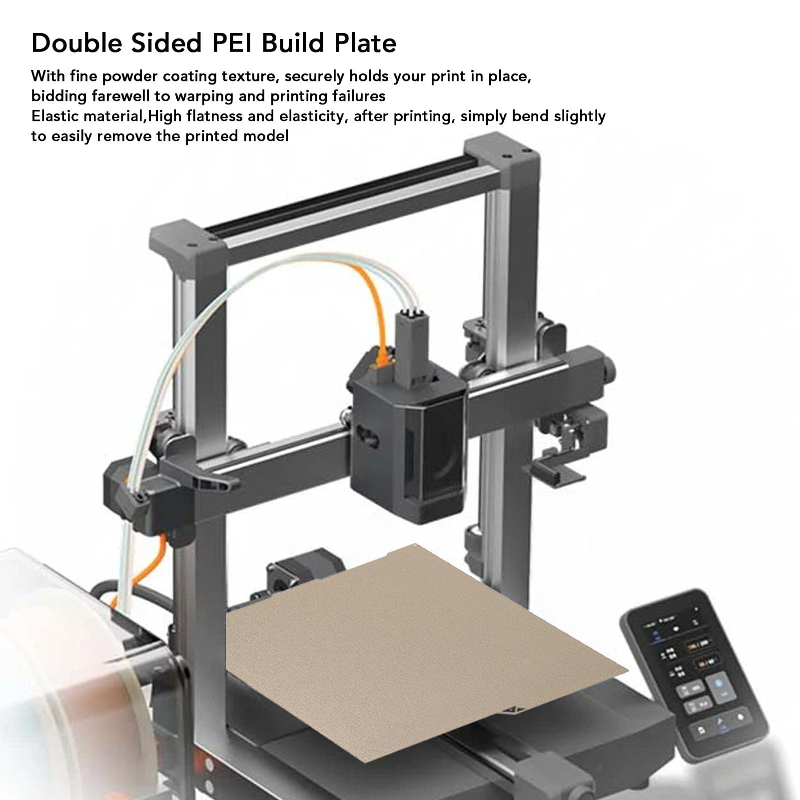 Double Sided Textured PEI Build Plate, 256x268mm Flexible Print Bed 3D Printer Heated Bed Spring Steel Sheet Flexible Platforms for Kobra 3 Combo Accessories