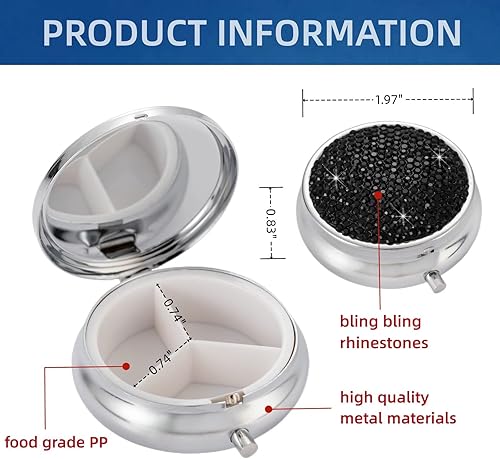 Vista 19 de Organizador de píldoras de viaje, caja de medicina pequeña, lindo contenedor de píldoras para bolso, soporte portátil para píldoras para contener