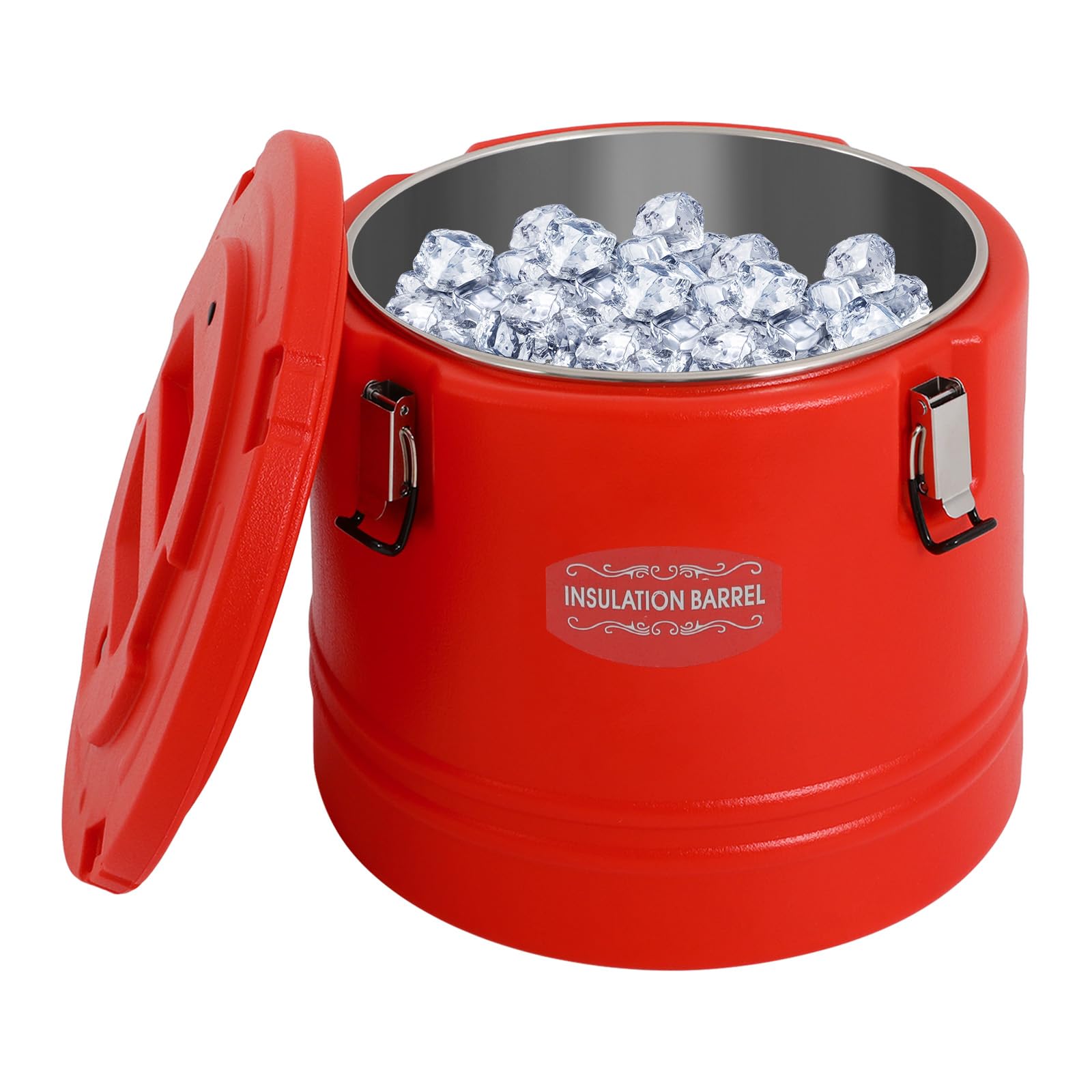 PROYONGOO 30 L Insulated Bucket Beverage Tub, Soup Warmer Portable 6-8H Temperature Preservation Time, Ice Buckets for Parties with Lid for Outdoor Banquets Stalls Homes Schools Events (Red)