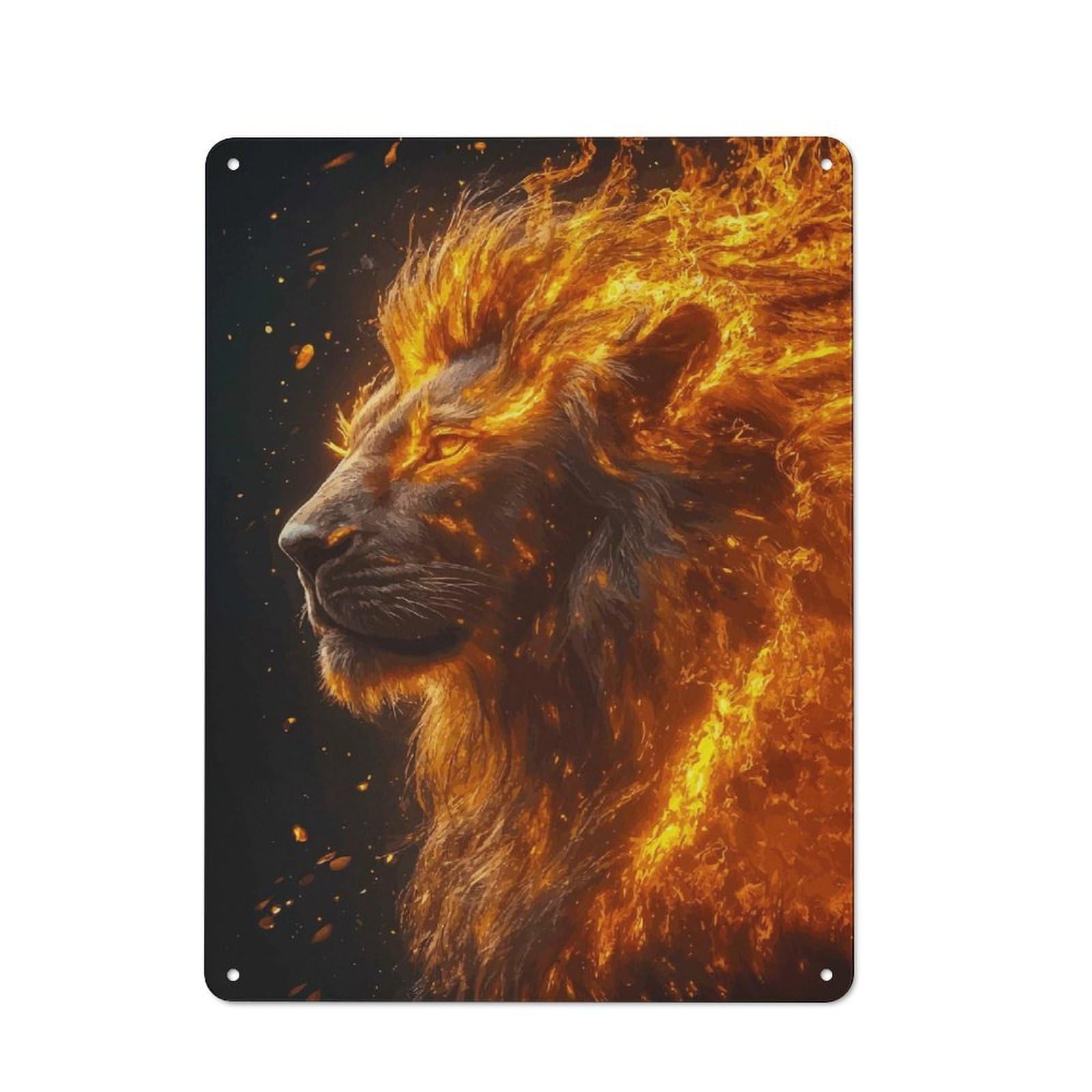 Everyday Vintage Metal Sign 40x30cm Featuring Fire Lion, Room Wall Plaque for Home, Shop, Pub Or Studio Wall