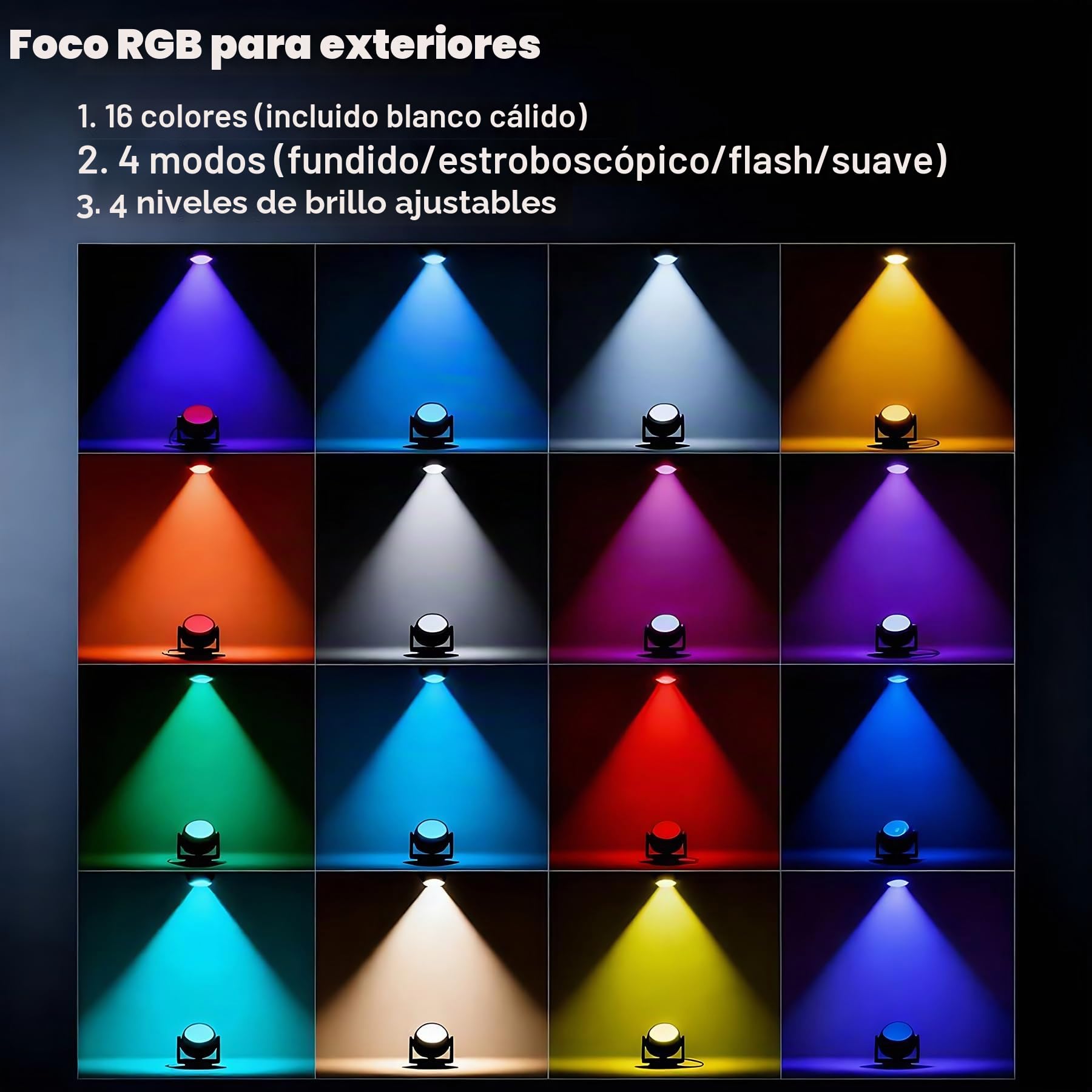 4 Piezas 10W RGB Foco Proyector Exterior, Lámpara de Césped RGB con Espica Impermeable IP65 Focos de Jardín con Pincho Para Jardín Aire Libre Césped Patio Decoración