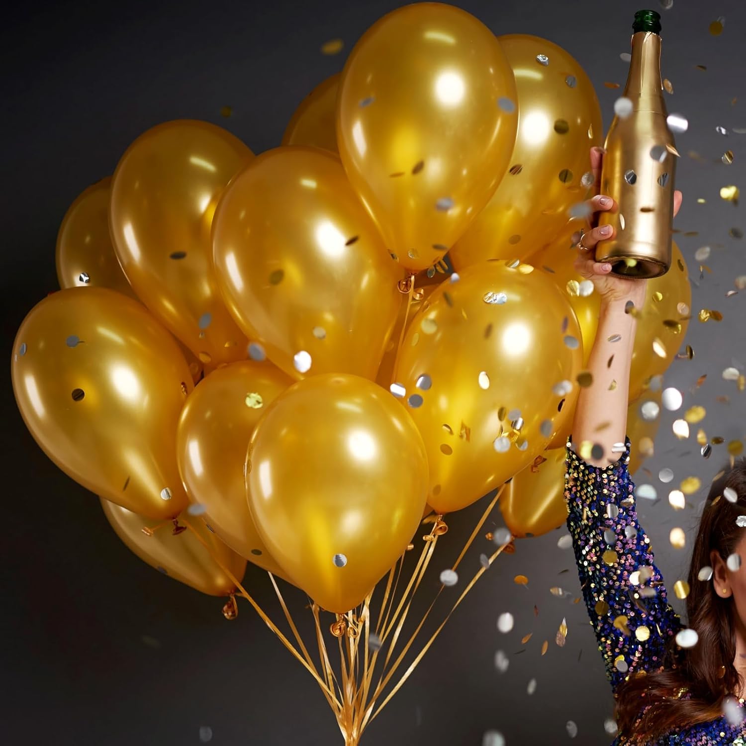 TOPTIE Custom 100PCS Metallic Balloons Blue for Party, Print 12 Inch Latex Balloon for Birthday Wedding