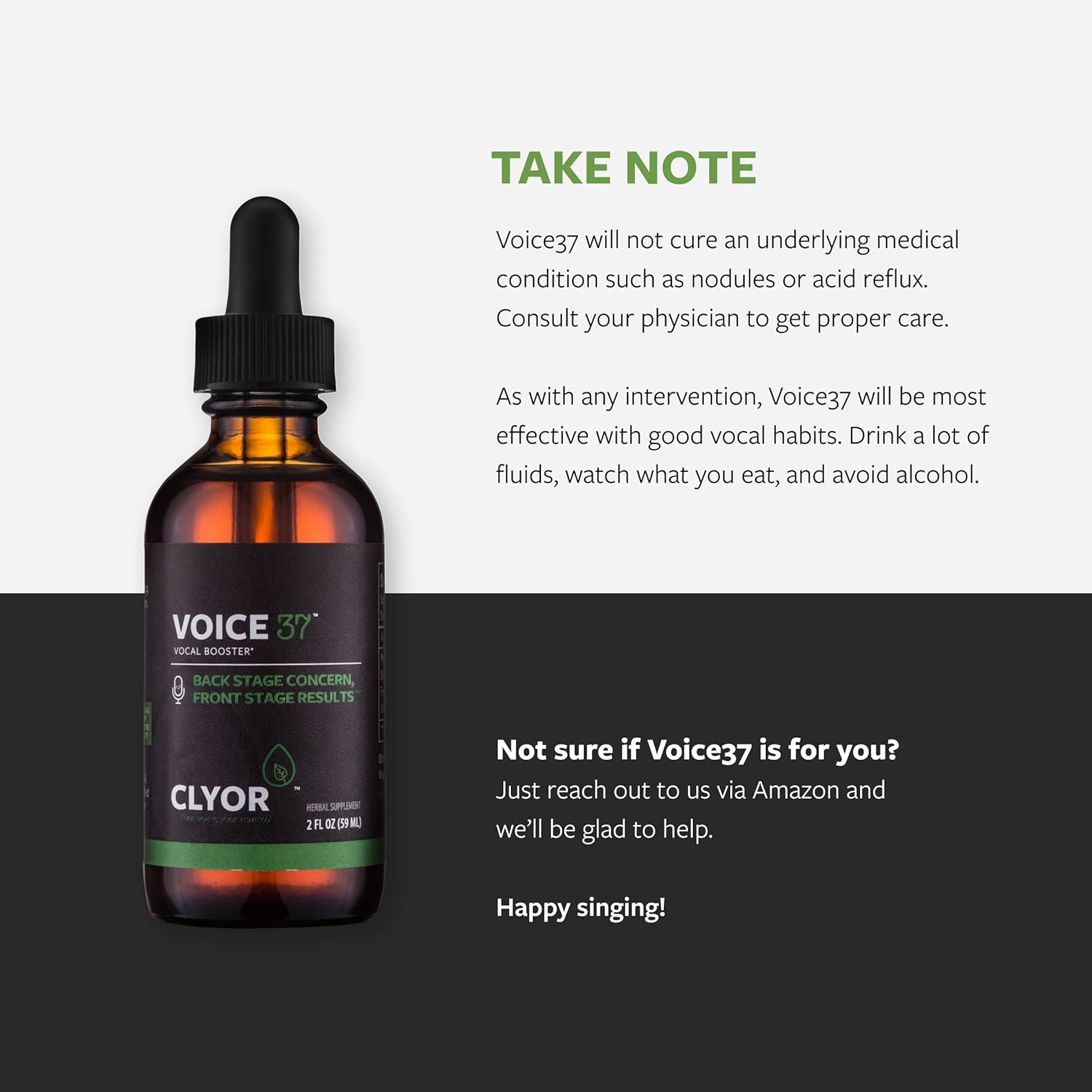 Voice37 - Singers Voice Remedy - All Natural Herbal Vocal Booster Formula to Lubricate Soothe and Relieve Hoarseness Dry Itchy Throat - Enhance Singing and Speaking - 1 oz - VOICE37 by Clyor