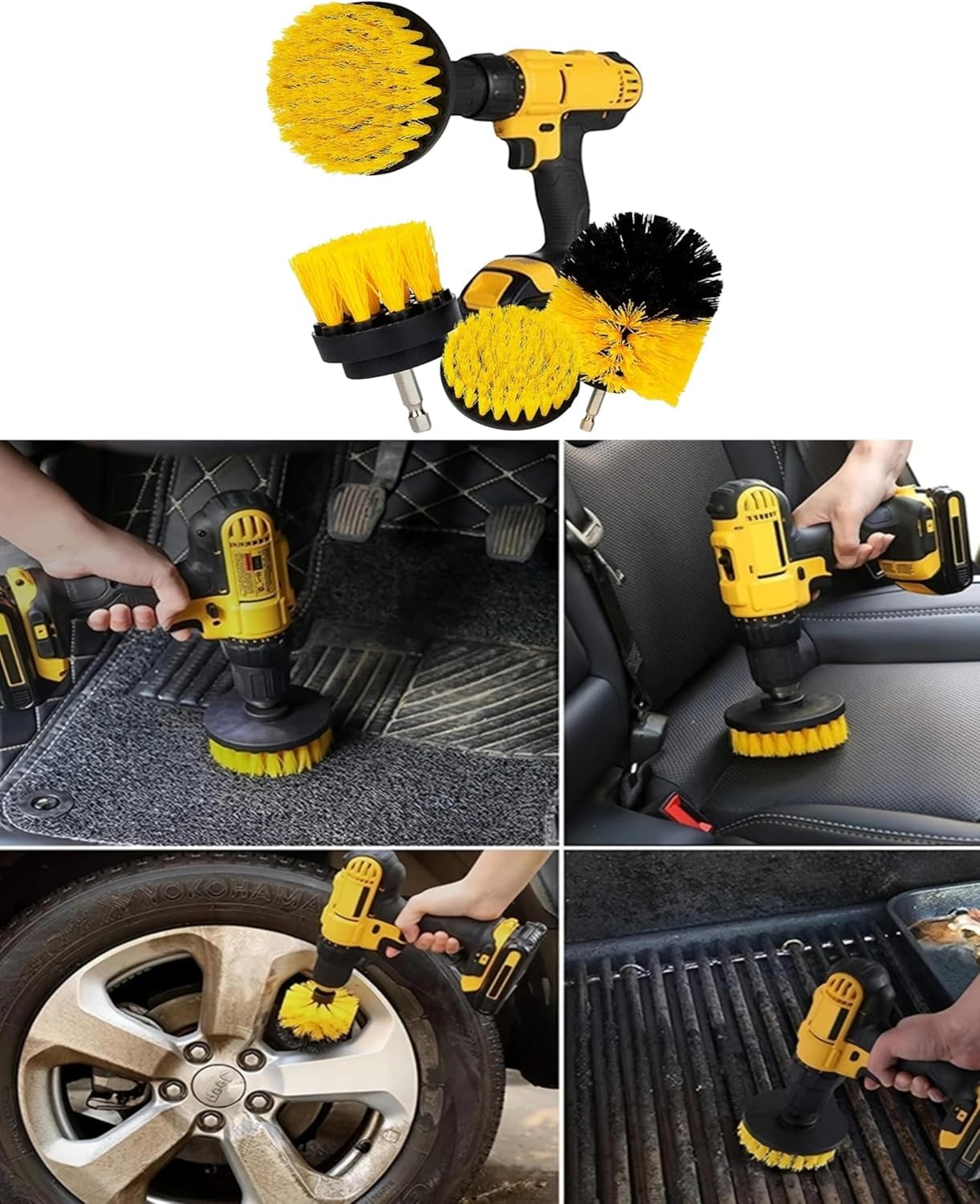 Kyrotech 13’lü Oto Temizlik ve Detaylandırma Seti, 3’lü Jant Ve Zor Kir Tel Fırçası + 3'lü Matkap Fırça + 5’li Mikrofiber Bez + Yün Polisaj Eldiveni + Araç Yıkama Eldiveni, Araç Car Detailing