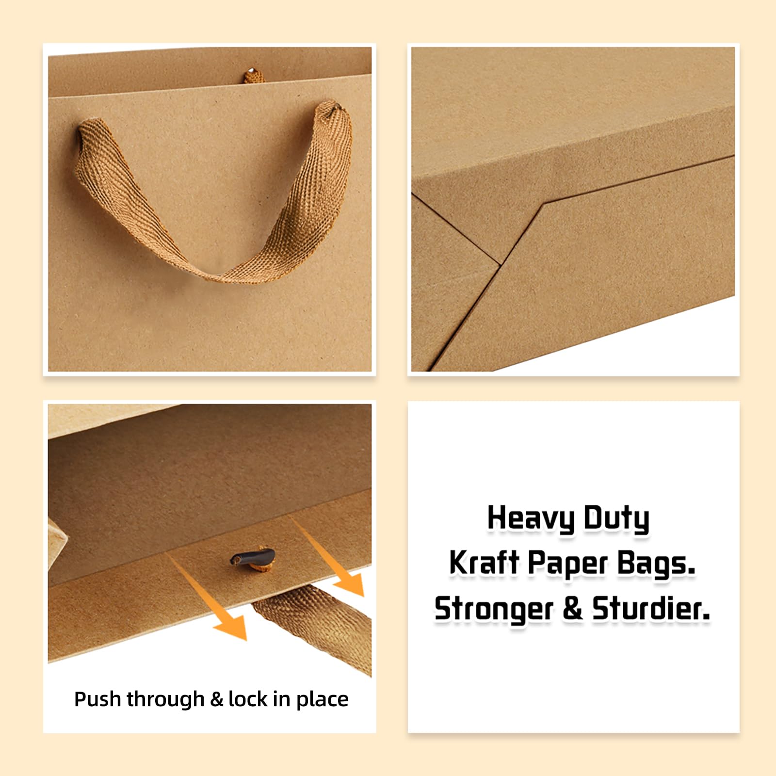 BagDream 16x6x12 Inch 3pcs Extra Large Gift Bags with Handles Matte Brown Paper Bags For Men's Gift, Birthday Party Favors, Wedding, Shopping, Business, Father's Day