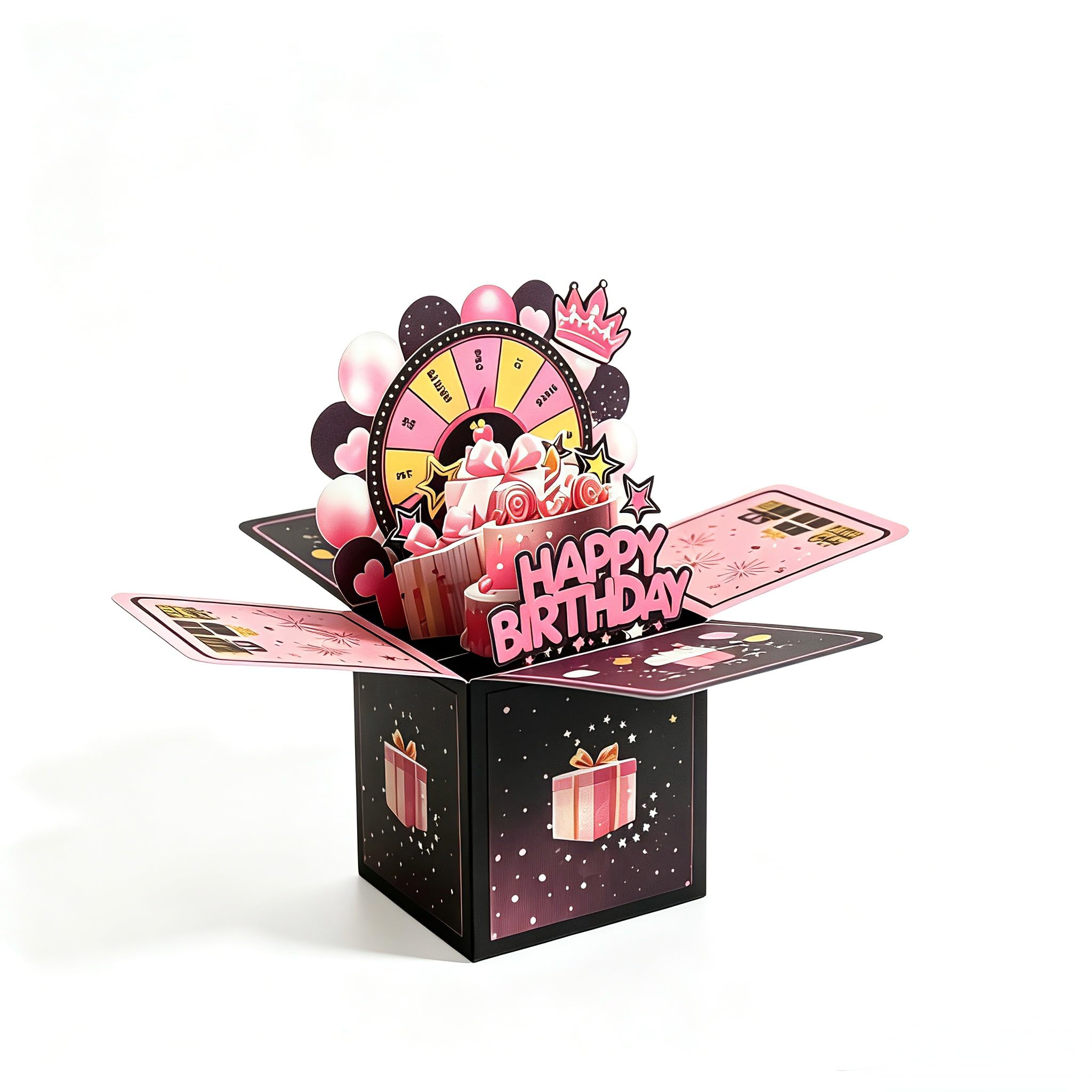 iBestgol 3D Pop Up Birthday Greeting Card with Spinning Wheel and Stickers