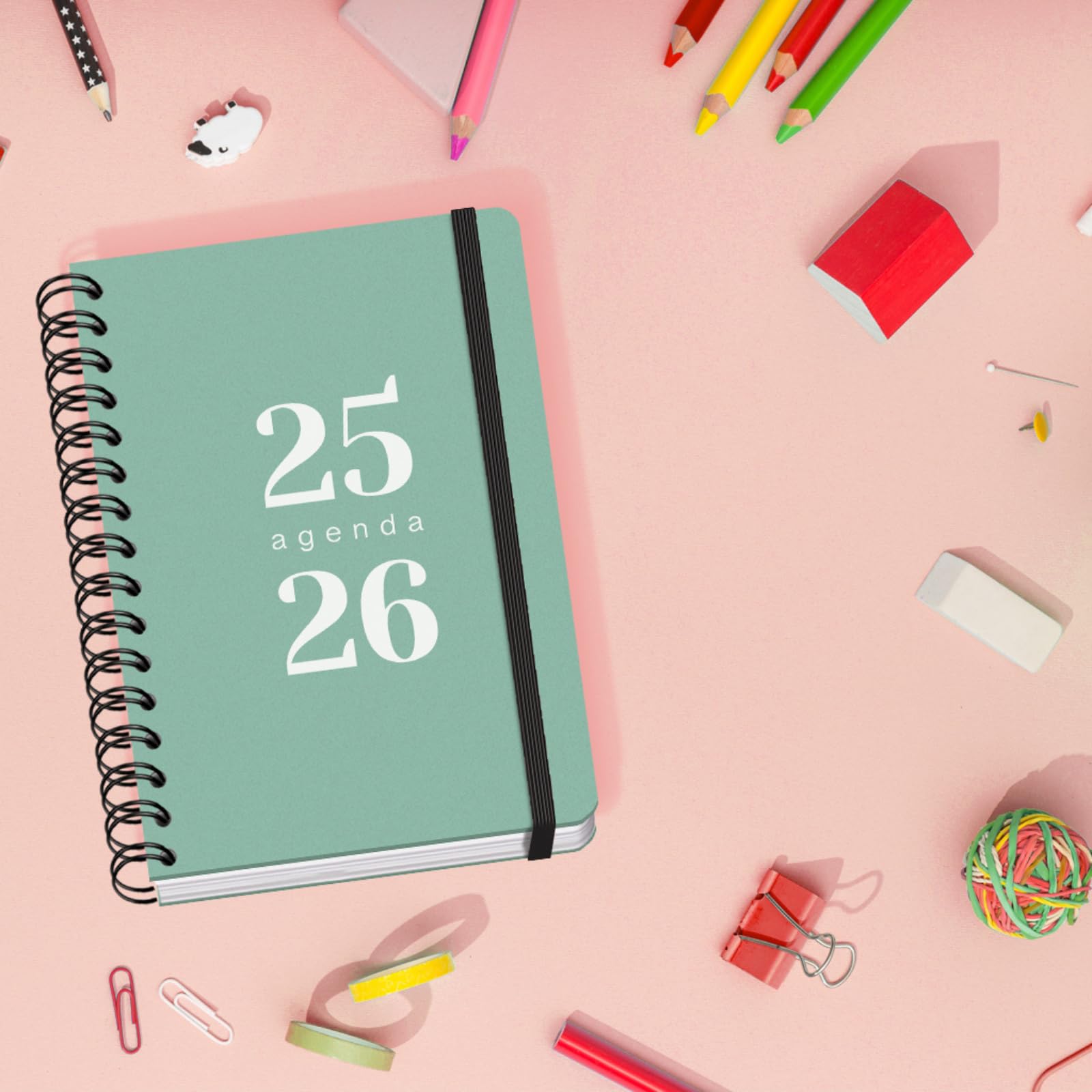 Dohe - School Agenda 2025 2026 - One Page A Day, Size A5 (15 X 21 Cm), Spanish And English, September To June, Spiral Bound, Soft Cover - ESENCIAL Green