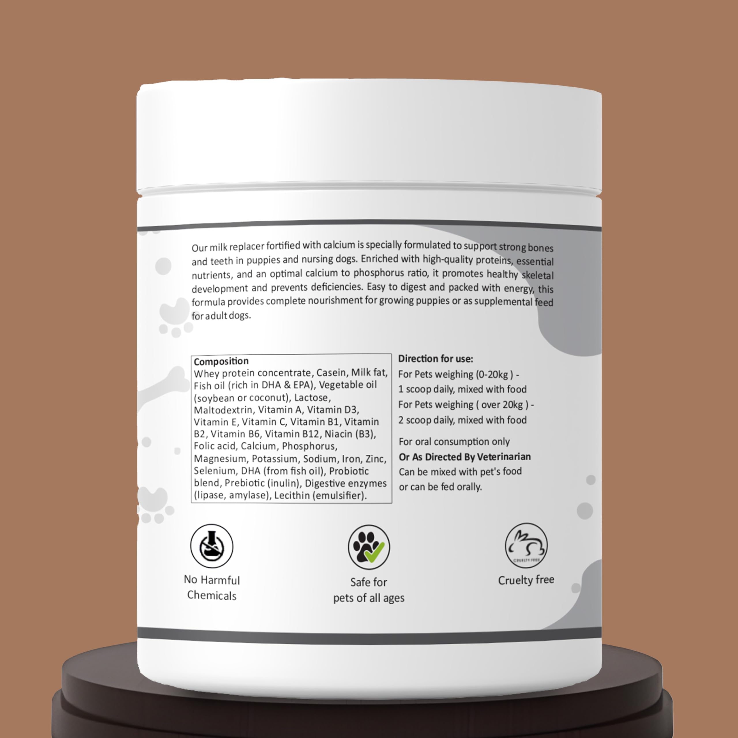 Aniamor Milk Replacer with Calcium for Dogs|Bone & Teeth|Pets Supplement|All Life Stage|200gm Jar