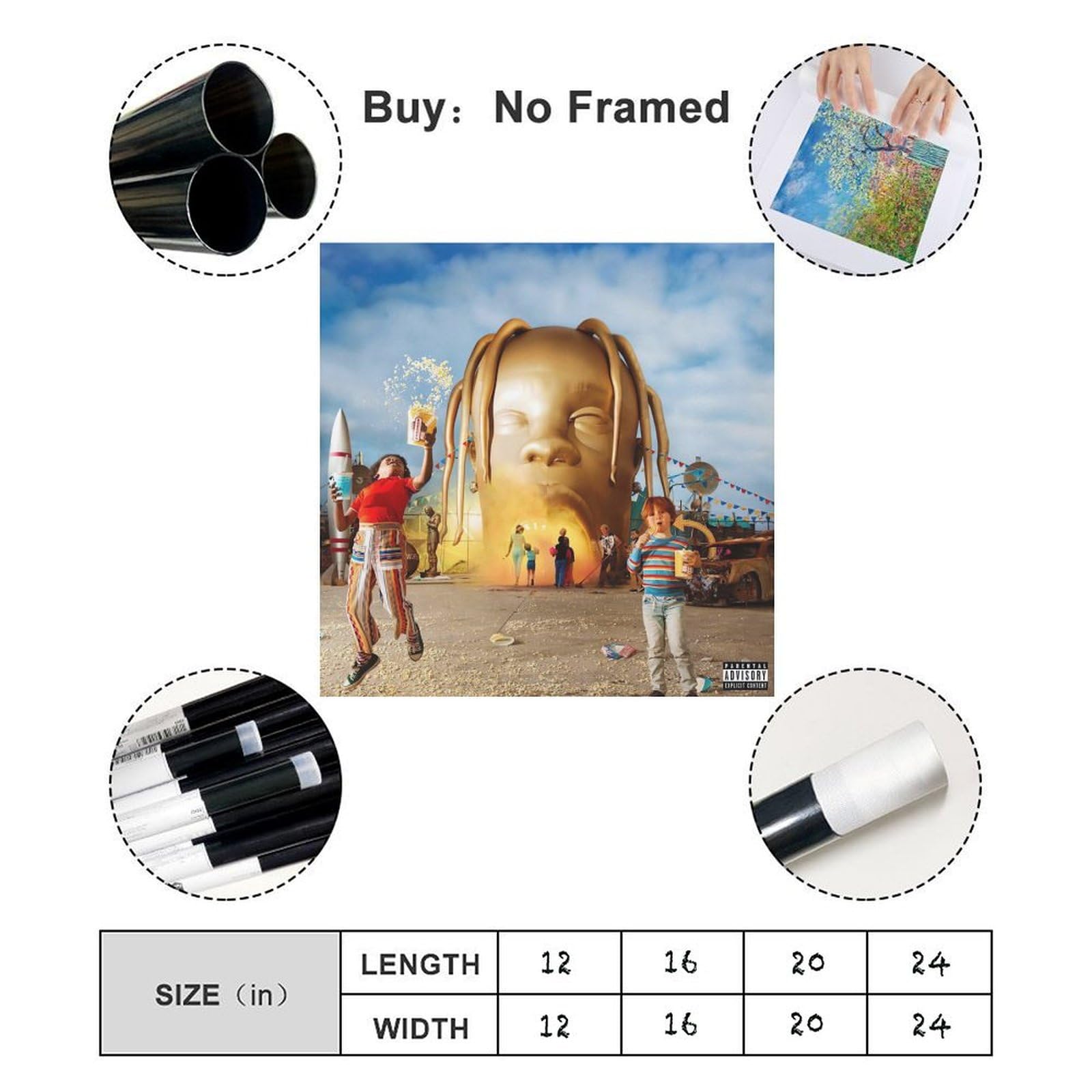 Set di 6 poster firmati da Travis Scott, stampe artistiche da parete su tela per l'estetica della stanza, decorazione da parete per aule di musica, camera da letto, senza cornice, 20,3 x