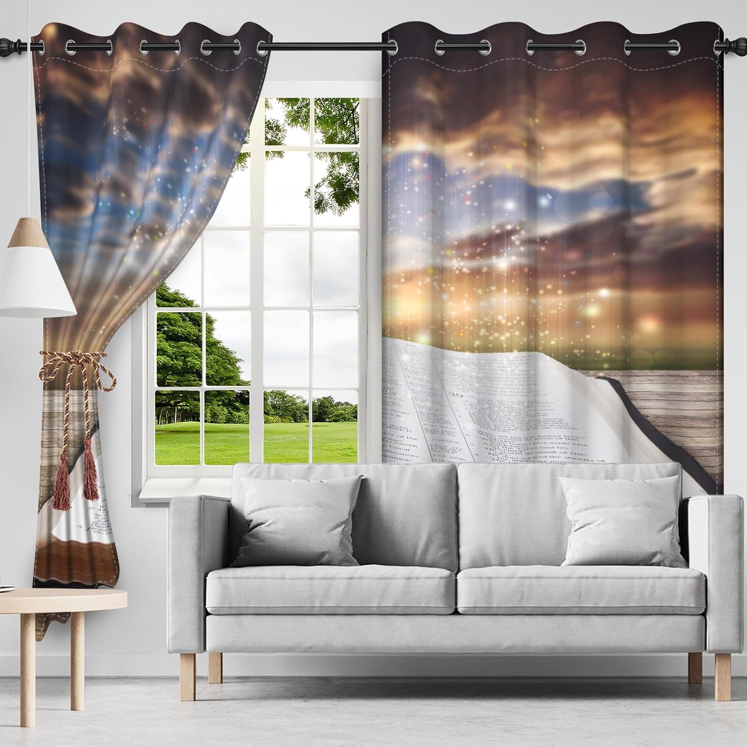 Holy Bible Blackout Curtains Resurrection of Jesus Window Curtains Jesus Christ Cross God Bless Christianity Easter Church Christmas Christian Window Treatments Room Decor,53x63 inch,2 Panels