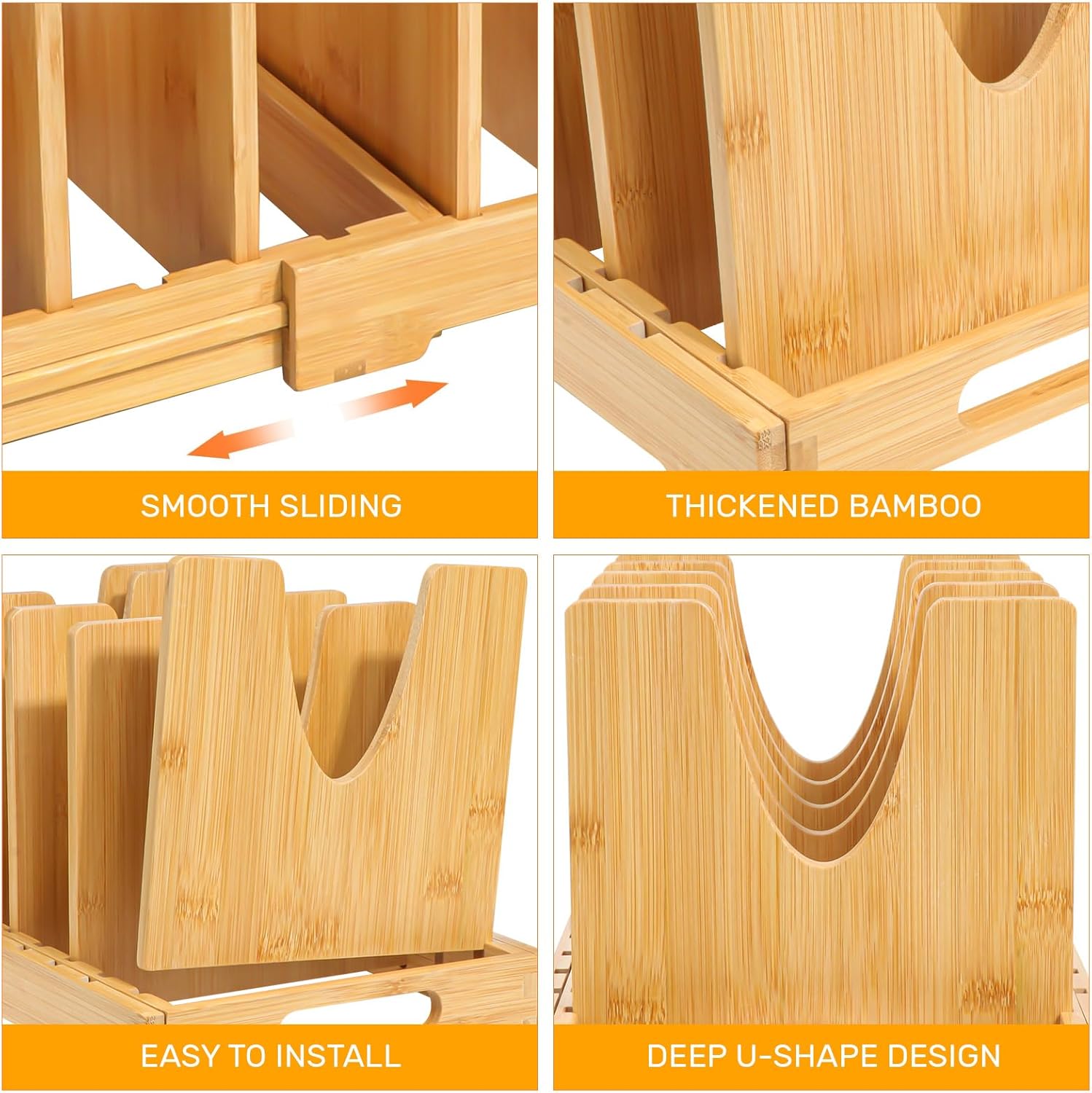 Pot and Pan Organizer for Under Cabinet, Expandable Pot Lid Organizer with 10 Adjustable Dividers, For Kitchen Cabinet Organizers and Storage