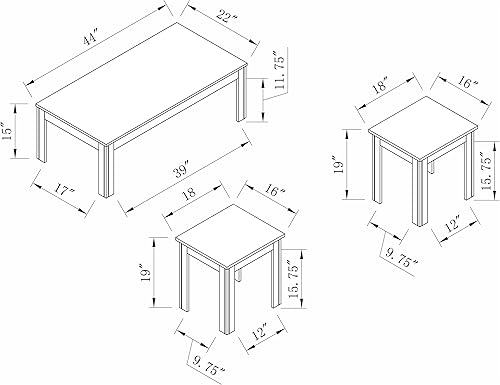 Miniatura 3 de Coaster Home Furnishings - Elias - Madera de ingeniería - Juego de mesa auxiliar de 3 piezas con esquinas anguladas, patas rectas y superficie lisa