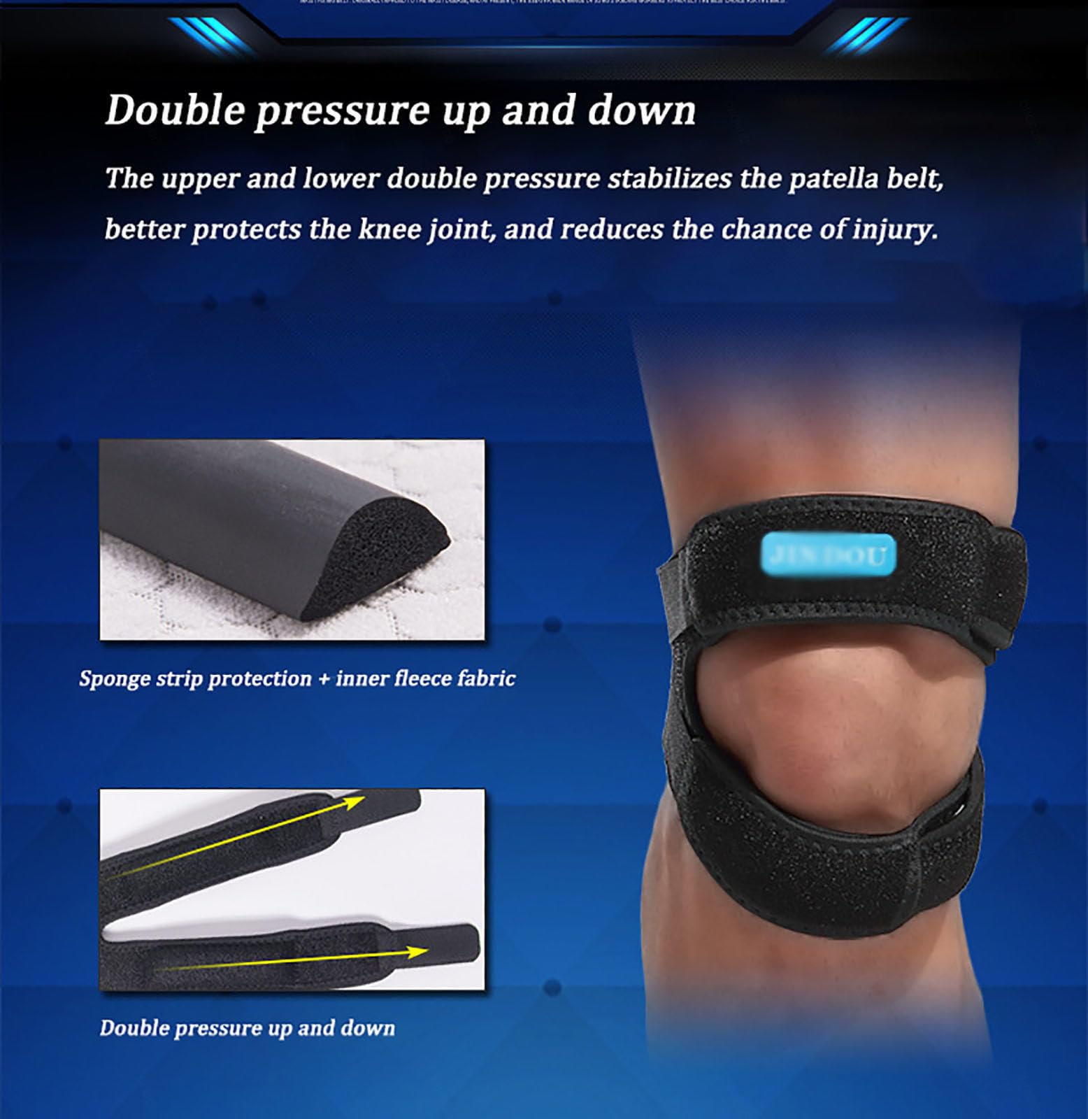 Genouillère Tendon pour Femme Homme, Lot de 2 Attelles de Soutien pour Soulager La Douleur Au Genou, Bande Réglable pour La Randonnée, pour La Randonnée, Le Football, Le Basket-Ball