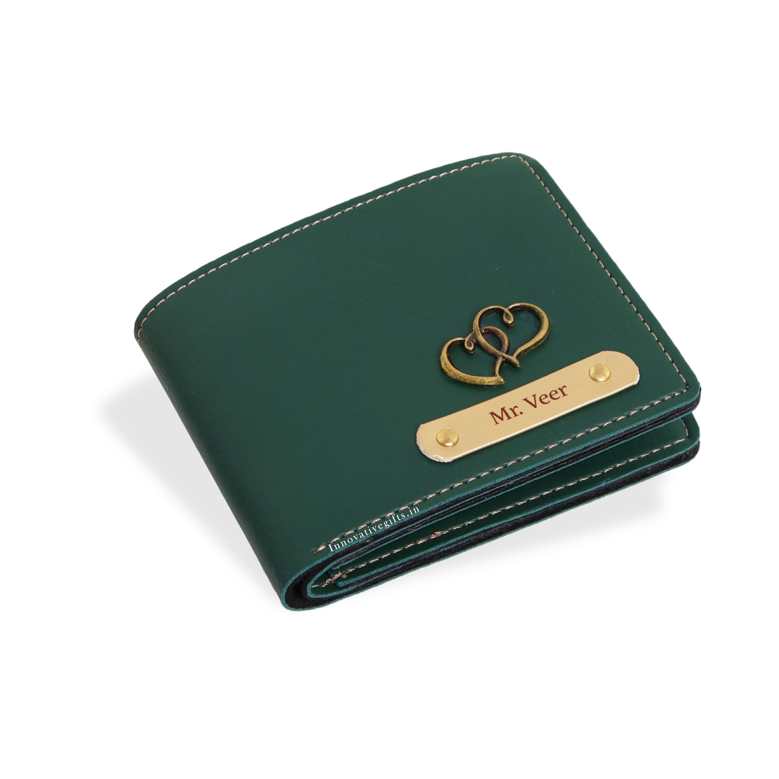 Innovative GiftsMen's Customized Wallet I Slim Stylish Leather Personalized Purse with Name & Charm I Unique Birthday Anniversary Gift for Men Boy Husband Employees Client I Set of 1 - Olive