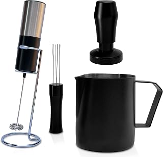 WDT Tool Espresso Magnetic, Espresso Tool Kit, Coffee Tamper 51mm, Milk Frother Handheld, Frothing Pitcher Stainless Steel, Electric Drink Mixer Wand, Barista Tools for Coffee Lovers
