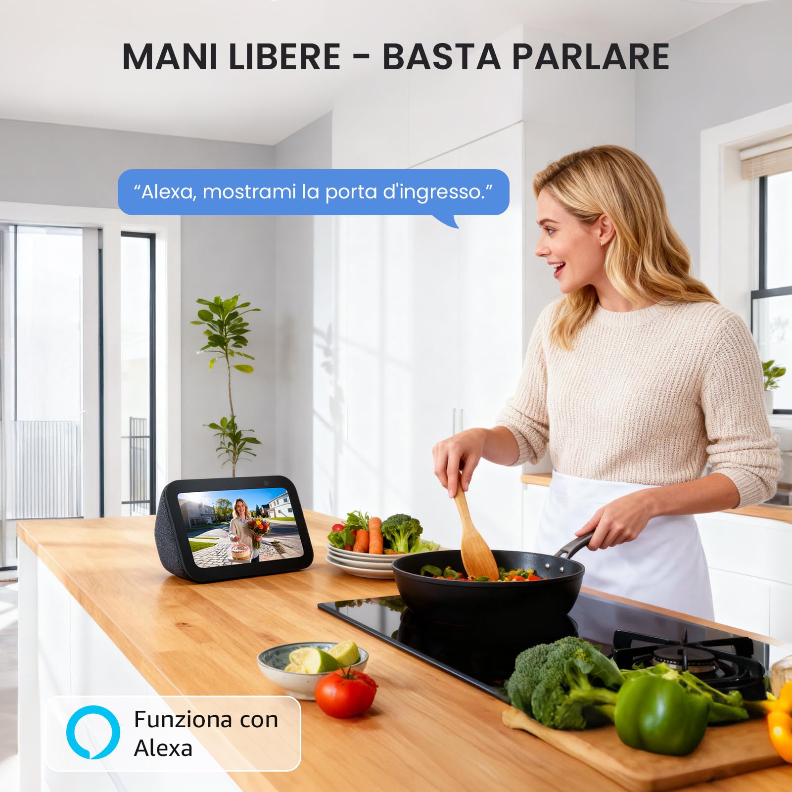 ieGeek Videocitofono Wifi 2K con IP66 Impermeabile, Videocitofono Senza Fili con Visione Notturna, Batteria Ricaricabile, Rilevamento Intelligente, per Casa o Azienda, Alexa Compatibile (Bianco)