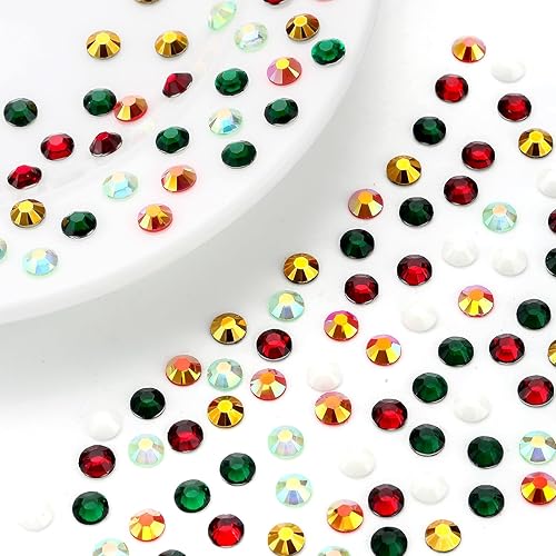 Miniatura 6 de Diamantes de imitación con parte trasera plana, 21000 unidades de piedras preciosas de resina AB, 6 colores de diamantes de imitación redondos para