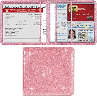 Car Registration and Insurance Holder, Waterproof Automtovie Essential Document Cards Driver License Glove Box Organizer Case, Universal for SUV, Truck, RV(Pink)