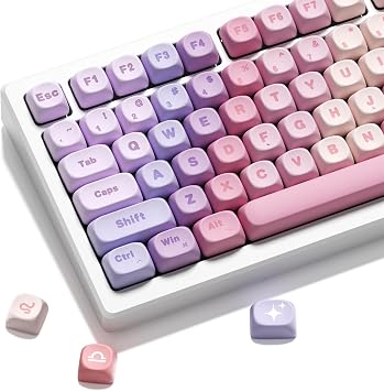 OHY XVX MOA Profile Key Cap Set, 12 Zodiac Series Sublimated PBT Material, Cute Purple Gradient Design, MX Switch Mechanical Gaming Keyboard - Gradient Purple