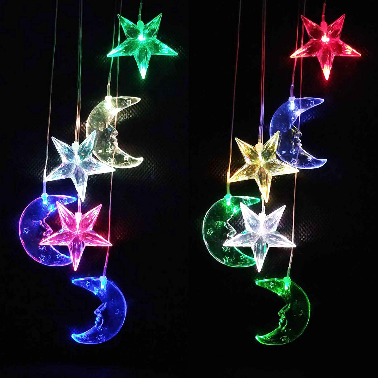 Solar Power Stars and Moon LED Wind Chimes Outdoor Decor, Waterproof Mobile Color Changing Wind Chimes, Star Moon Solar Light Xmas, Gifts for Mom, Home, Patio, Yard, Party, Festival, Garden Decoration - Image 5
