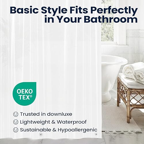 Miniatura 7 de downluxe Forro de cortina de ducha blanco, forro de ducha de plástico suave EVA con 3 imanes, cortina de baño impermeable de 72 x 72 pulgadas