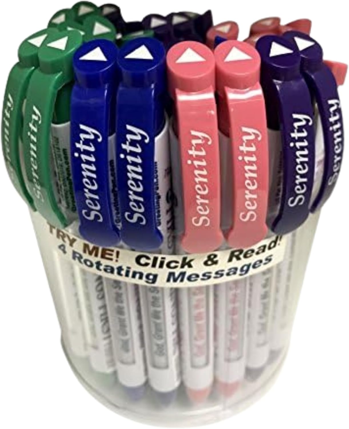Greeting Pen – Serenity Prayer Rotating Message Pen – Inspirational Christian pen with 4 Uplifting Bible Verse Messages – Faith-Based Encouragement for Recovery – Variety -36 Pack 9027