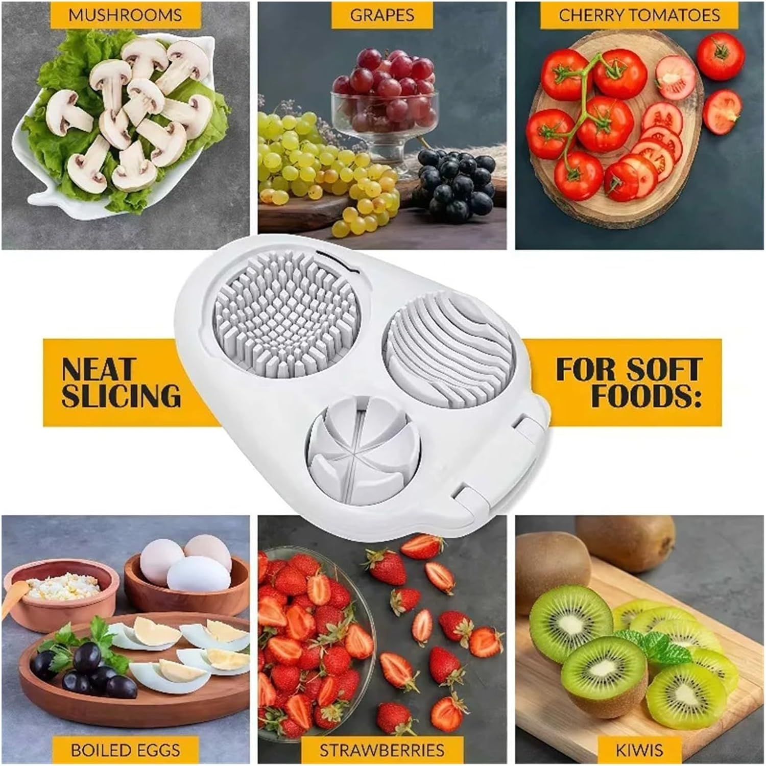 Fit for 3-in-1 Egg Slicer and Chopper - Multifunctional Fruit Cutter for Home Use, for Boiled Eggs, Omelettes, and Salads(B)
