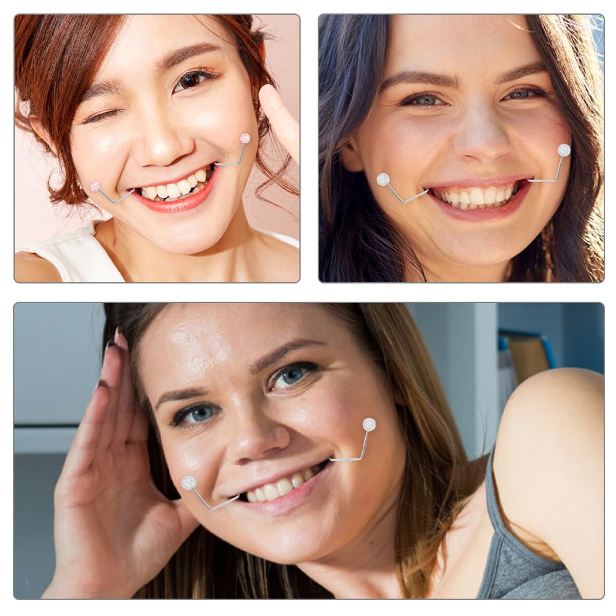Smiling Face Dimple Trainer Facial Muscle Exerciser Dimple Maker Tool Pink for Face image 3