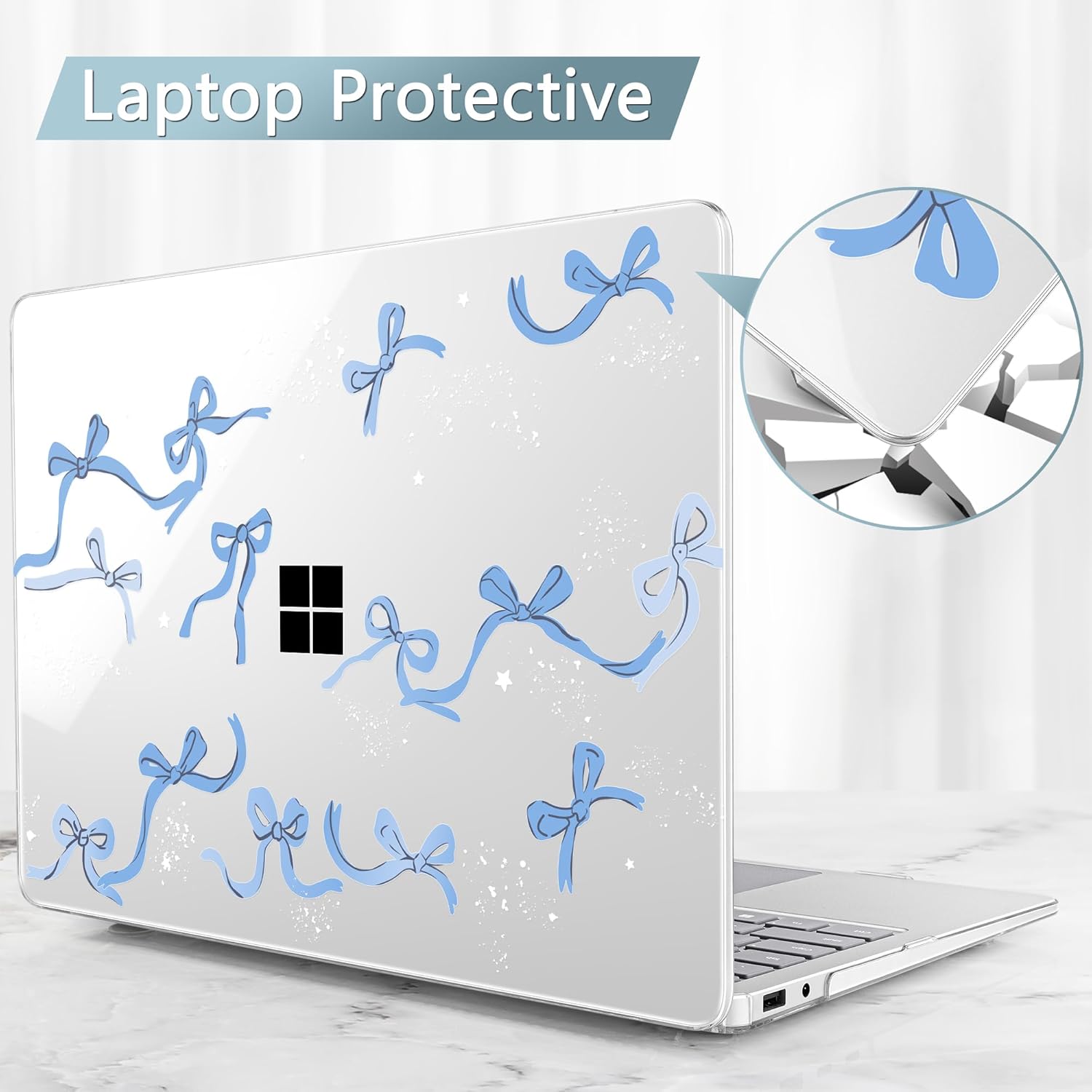 Tuiklol for 2025 Microsoft Surface Laptop 13 inch Case, Windows 11 Touchscreen Copilot+ PC Laptop 13 Model 2095 with Protection Surface 13 inch Cover,Bow-Blue
