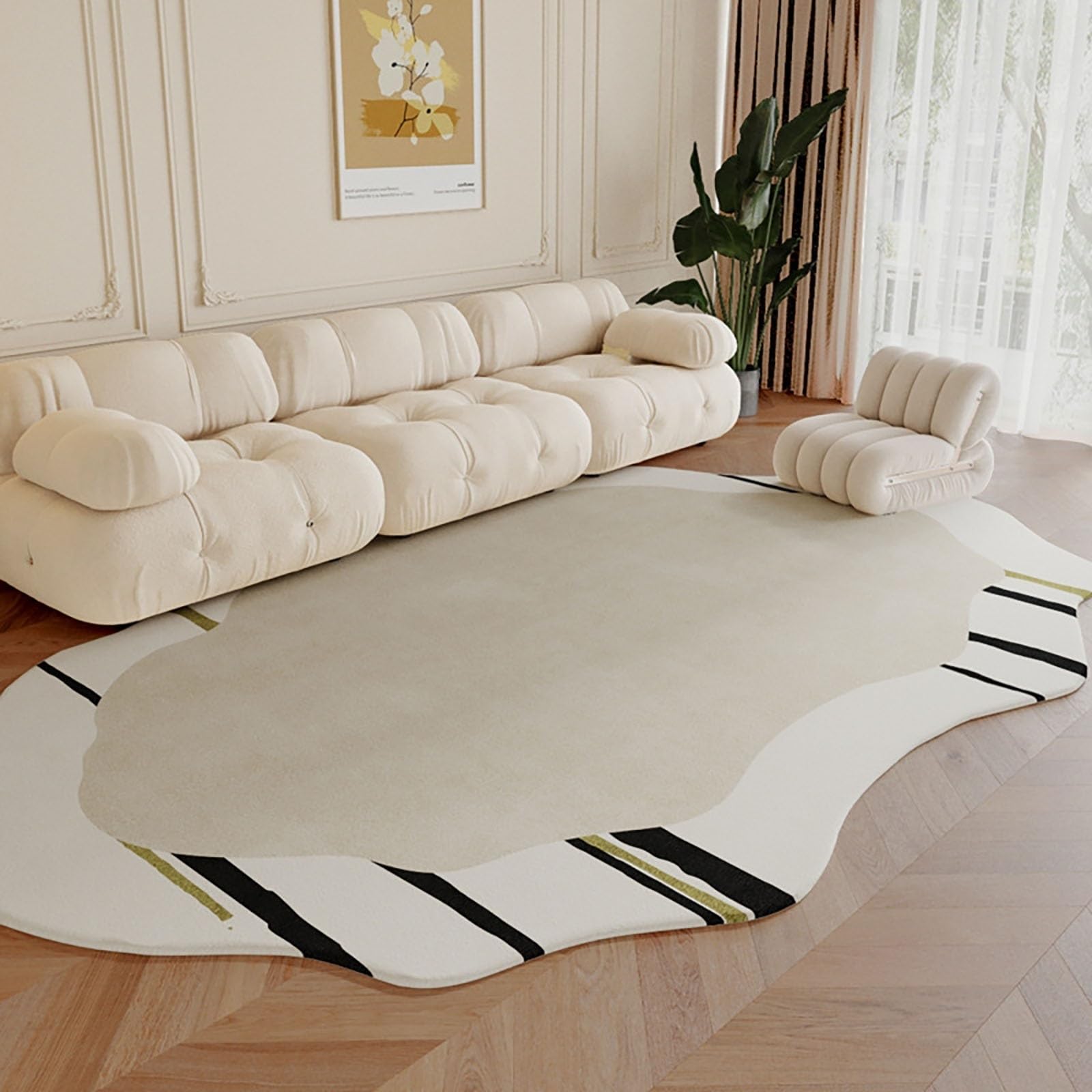Tapis moderne doux et irrégulier lavable pour salon et chambre