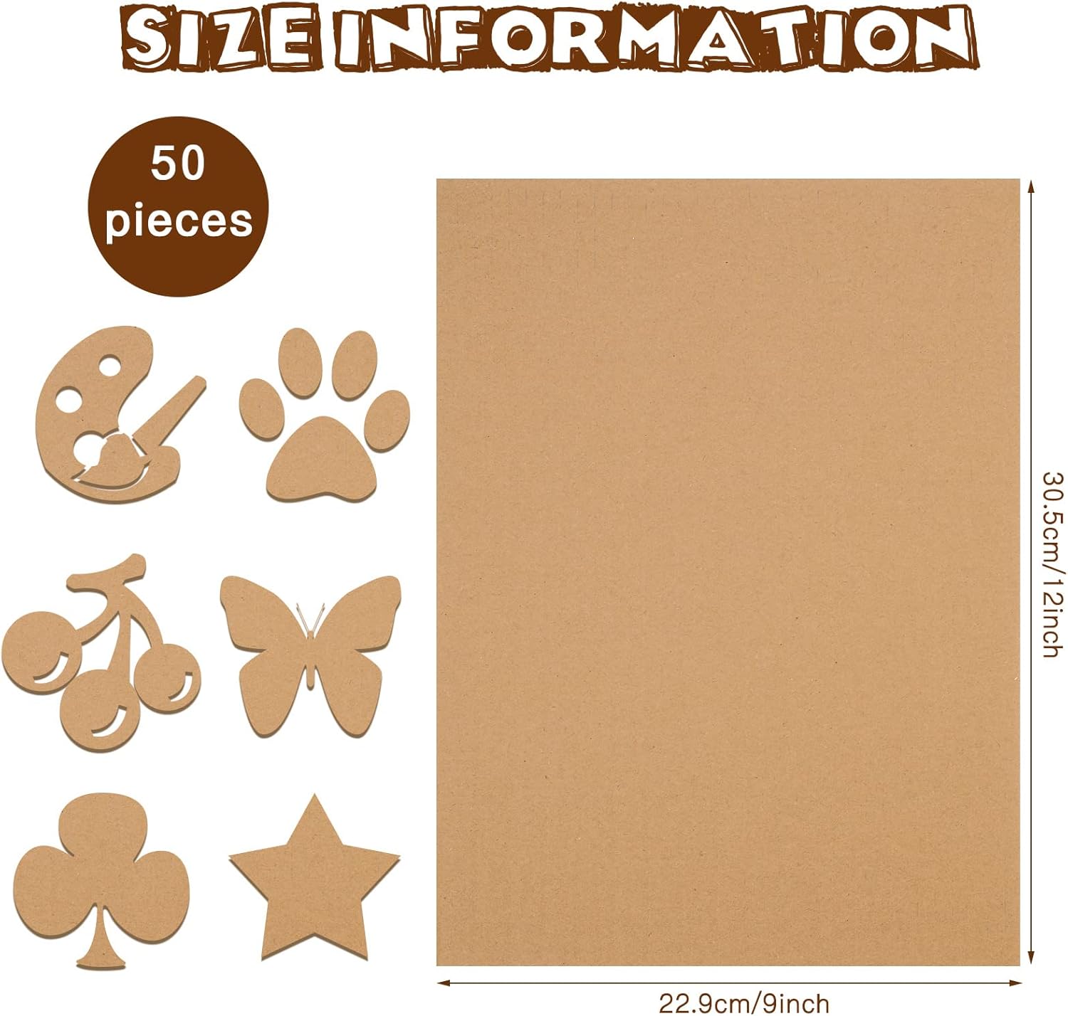 50 Pack Corrugated Cardboard Sheets Flat Hard Cardboard Inserts Back to School Classroom Supplies Flat Squares Separators for Shipping, Mailing, Packing, Art Projects, DIY Crafts(9 x 12 Inch,Brown)