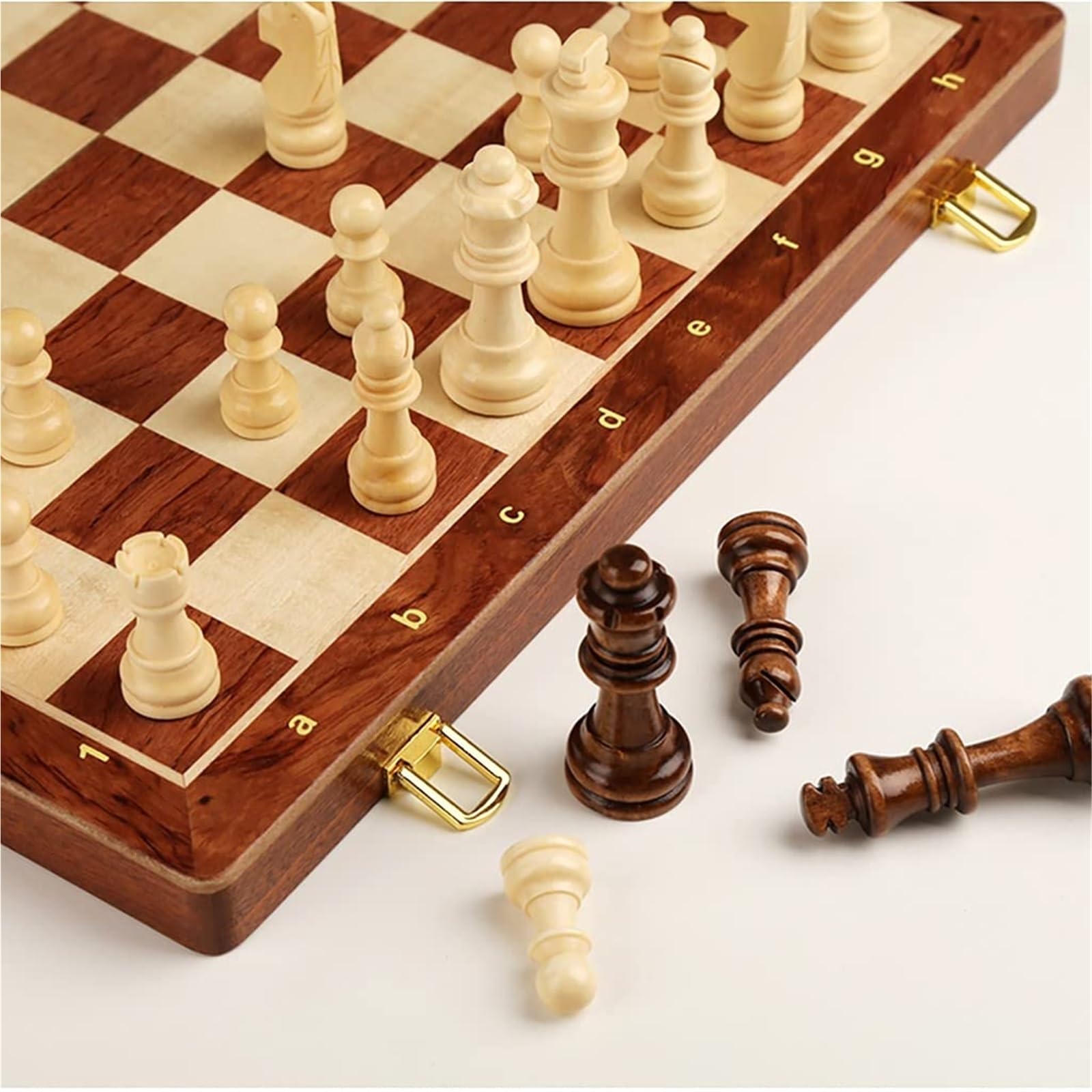 ajedrez magnetico Juego de ajedrez Plegable de Nogal con Almacenamiento, Tablero portátil for Adultos y niños, Ideal for Viajes y Juegos Familiares.(45 * 45cm)