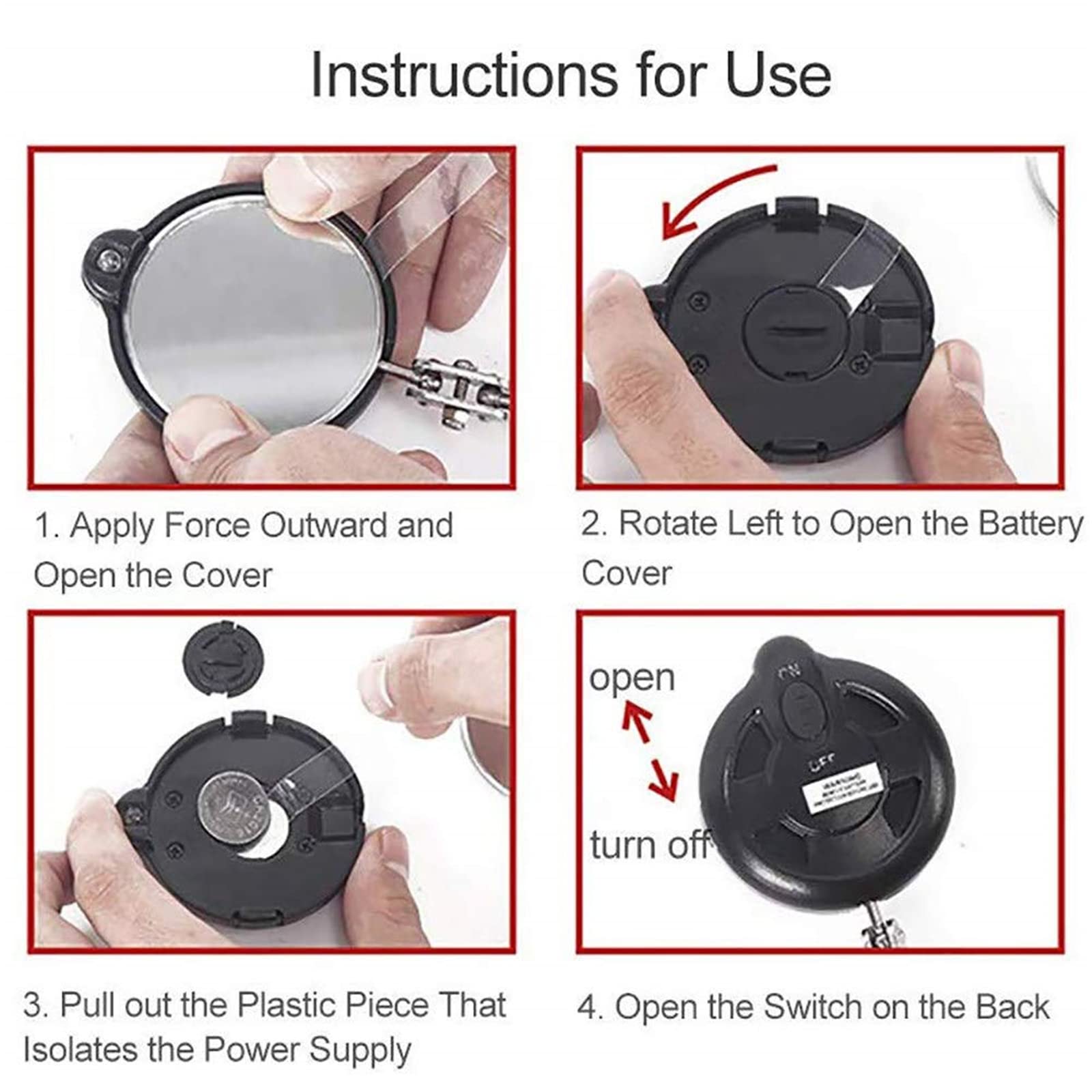 Miroir d'inspection télescopique avec éclairage, 3 pièces, pour Inspection sous véhicule, Entretien du châssis, Longueur télescopique 760 mm/910 mm/940 mm