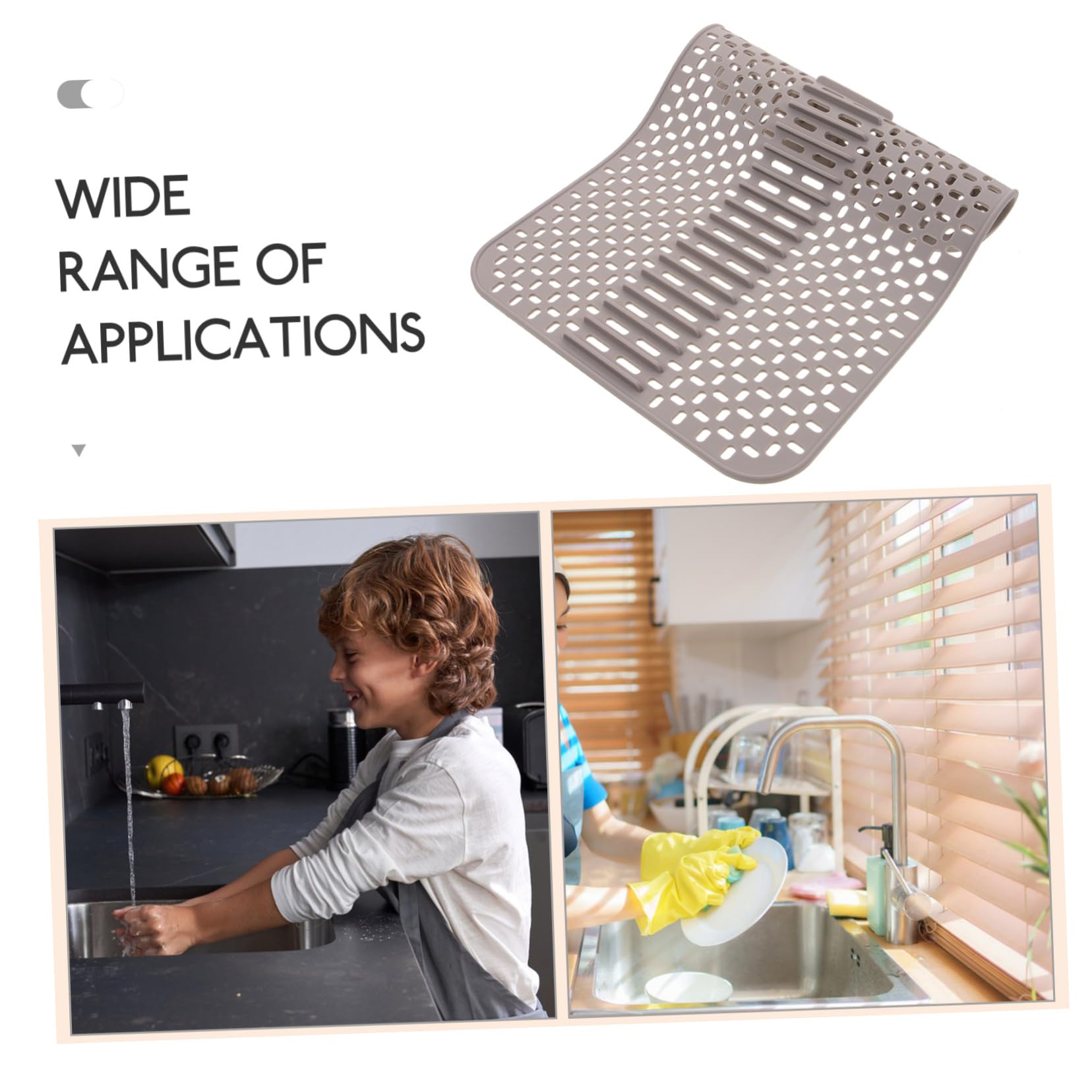 Angoily Tappetino per Lavello Protezione Antigraffio e Antiscivolo, in Silicone, Drenaggio Rapido, 100% Silicone, per Cucina e Tazze
