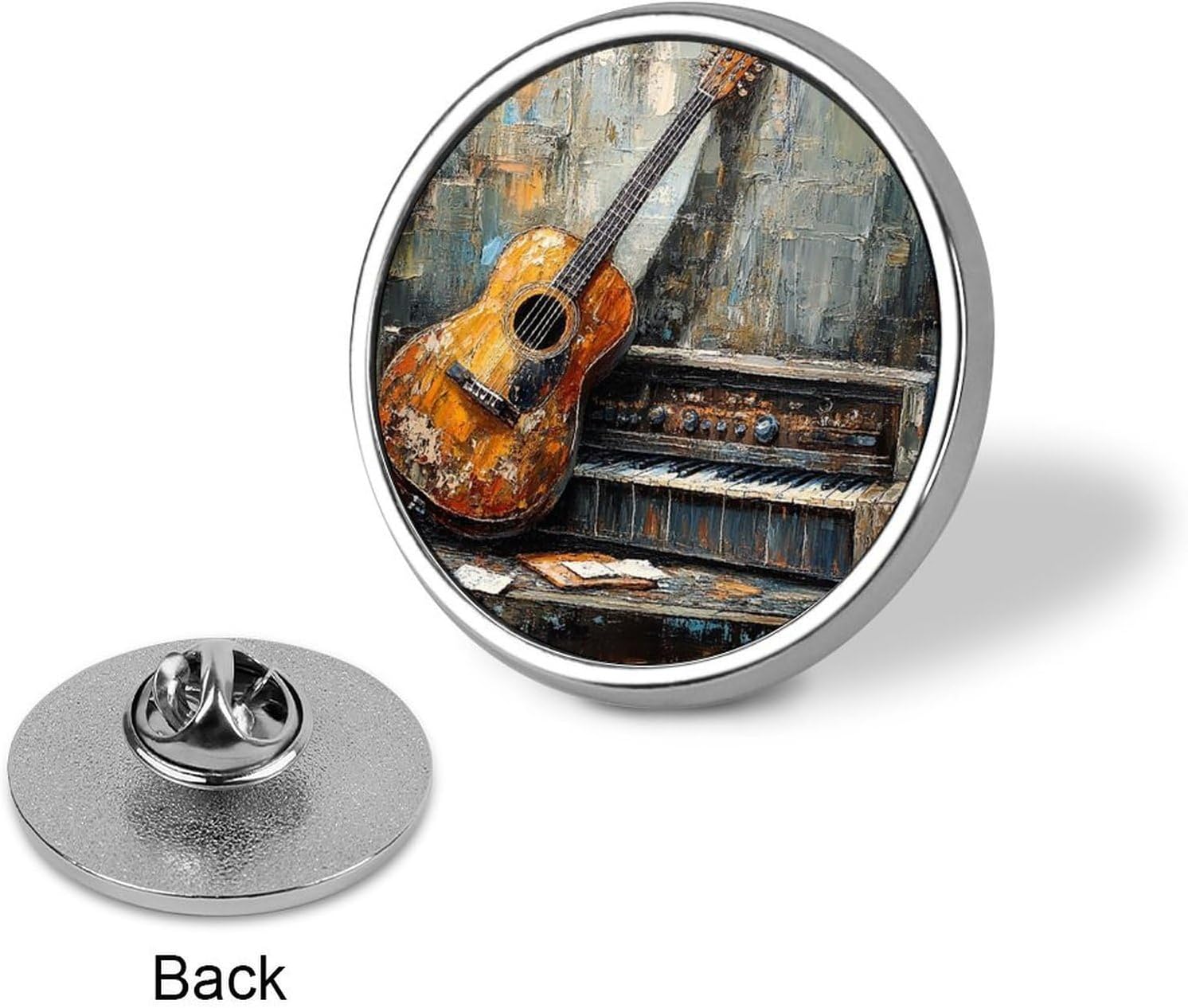 1 Inch Round Badge Metal Button Maker Supplies Guitar Bass Music Musical Instruments Badge with Pin Funny Gifts for Couples, Friends, Clothing Accessories image 3