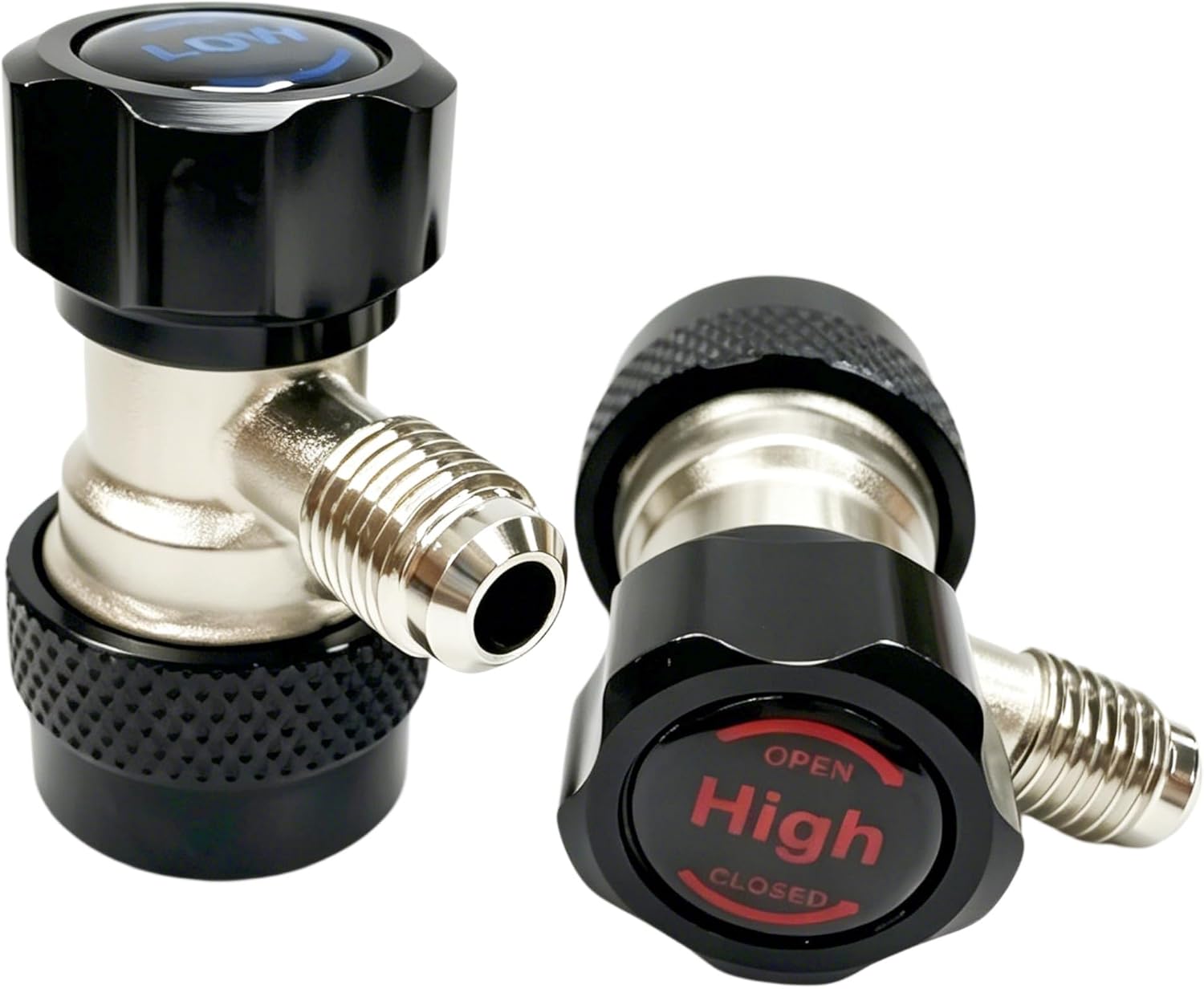 Adjustable R134a Quick Coupler Adapter Set, High & Low Side AC Manifold Gauge Hose Conversion Kit, 1/4" SAE Flare for Automotive Air Conditioning Charging, Professional Brass Refrigerant Fittings