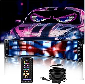 Multifunctional Bright 1PCS Devil Eyes for Cars Windshield - 23in x 5in [ Upgraded Chip Two Screens 100% Synchronized ] Programmable LED Eyes for Car - Flex LED Display - Sized Cars/SUVs/Trucks