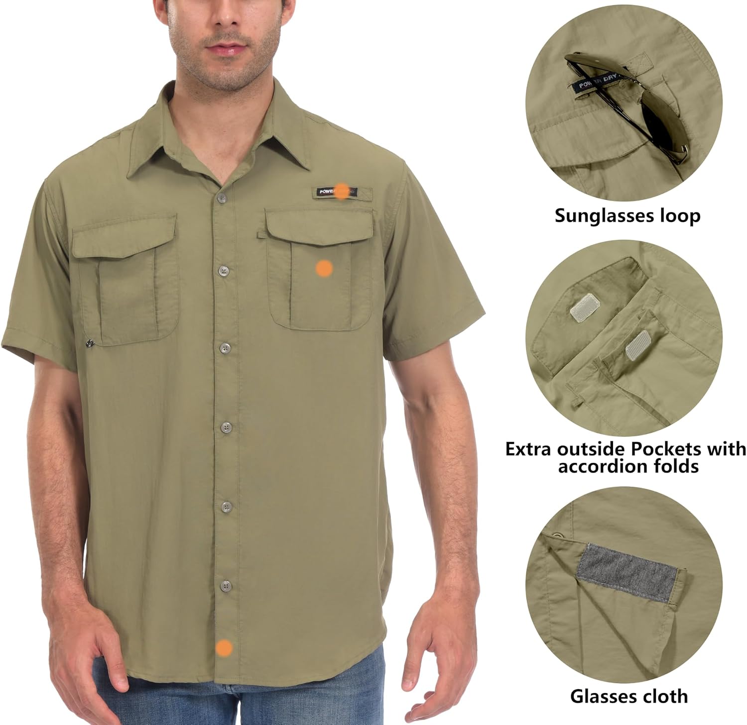 Little Donkey Andy Men's Long Sleeve Fishing Shirt with Detachable Sleeves, Breathable and Fast Dry