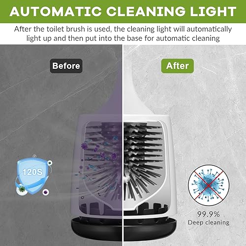 Miniatura 4 de Juego de cepillo y soporte eléctrico para inodoro, cepillo para inodoro, limpiador giratorio eléctrico inalámbrico, con cabezal de cepillo de