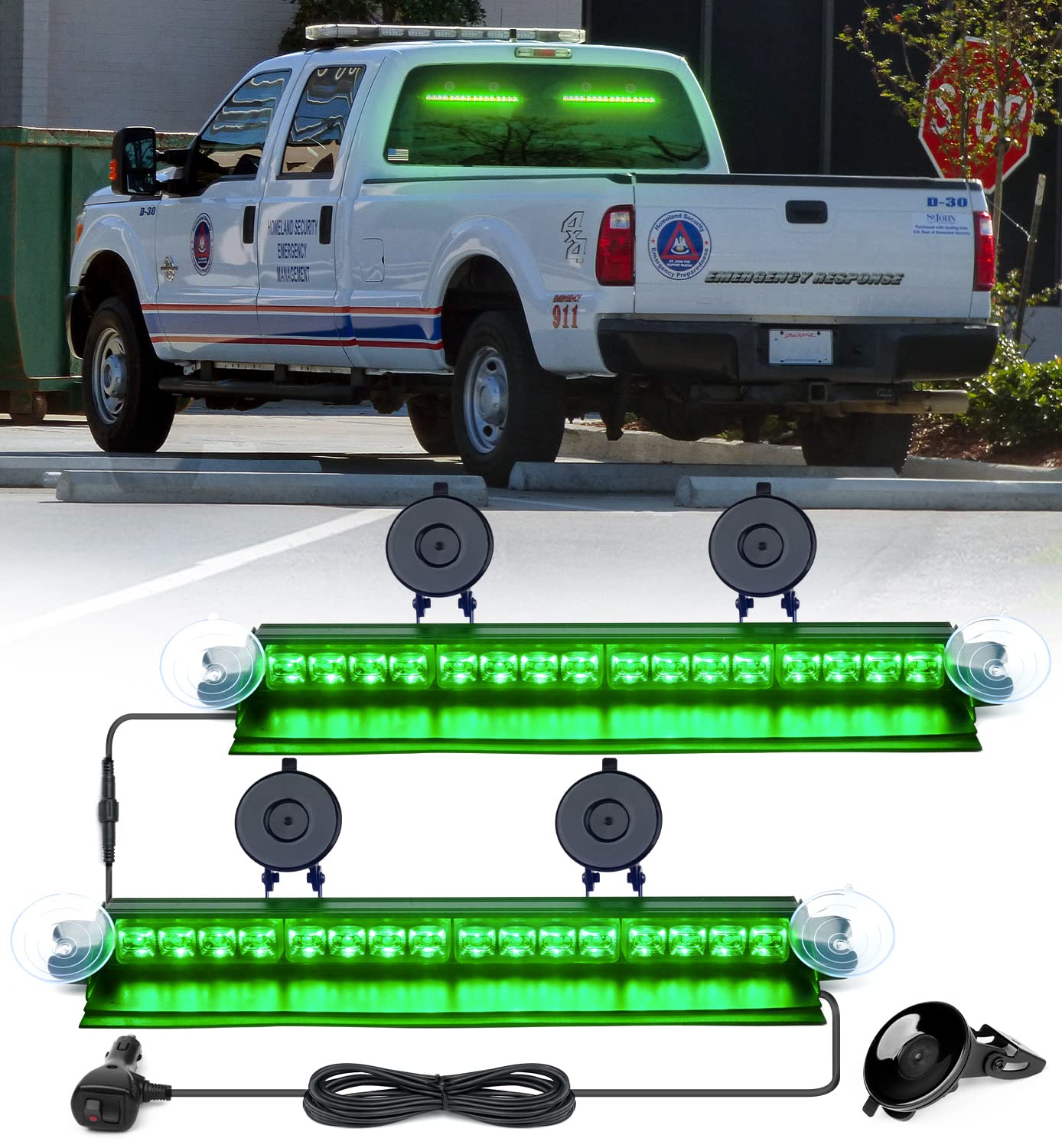 WOWTOU 2 In 1 LED Amber White Dash Strobe Light Bar For Trucks Security Cars Construction Vehicles Windshield Safety Flashing Aluminum Emergency Ligh - Foto 5