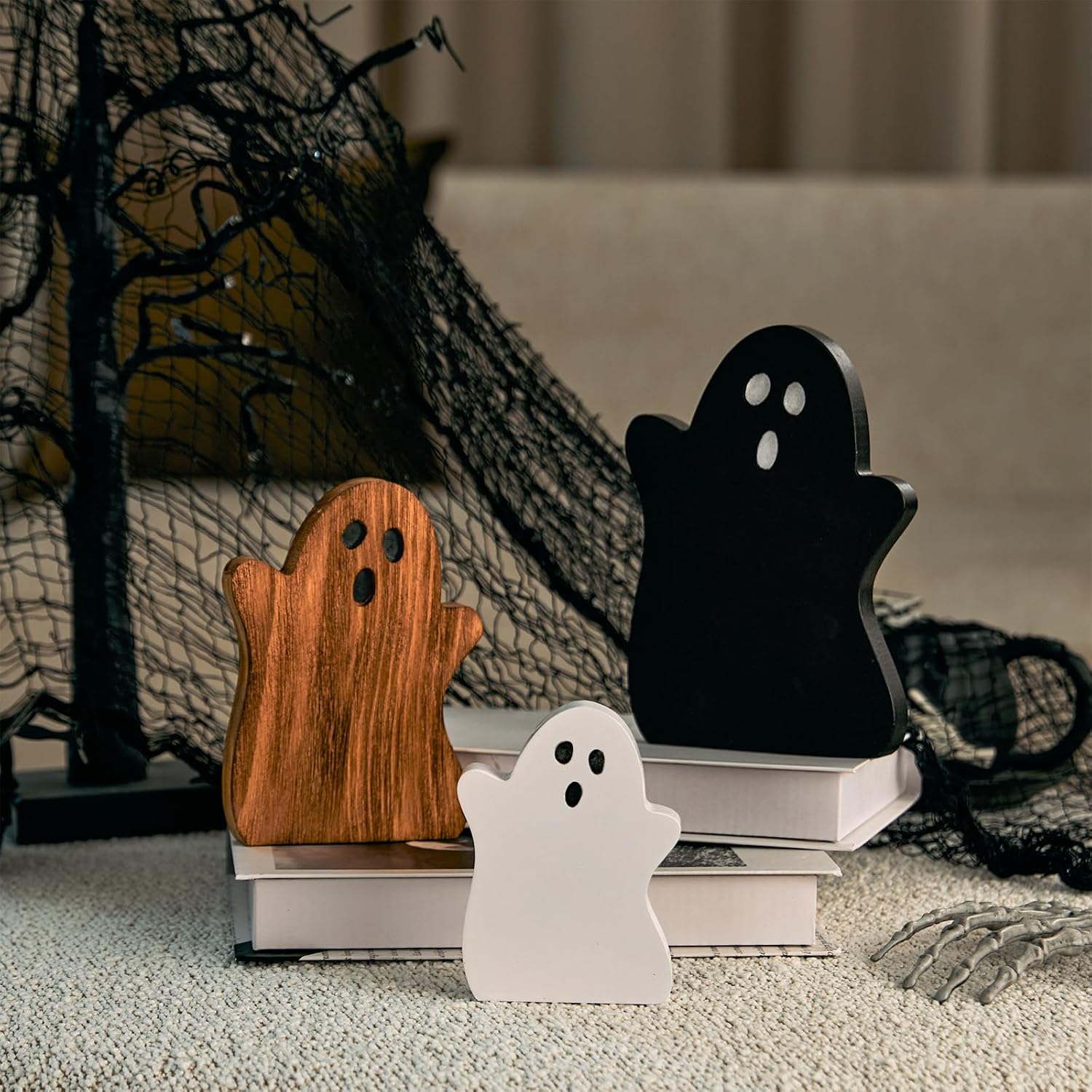 DN DECONATION Halloween Ghost Decorations for Table Mantle Desk Decor, 3PCS