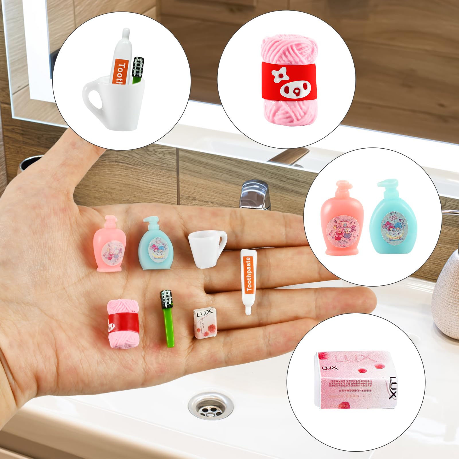 Puppenhaus Badezimmer Zubehör Set – 1:12 Miniatur, 9 Teile, Aus ABS, Für Puppenhaus-Deko