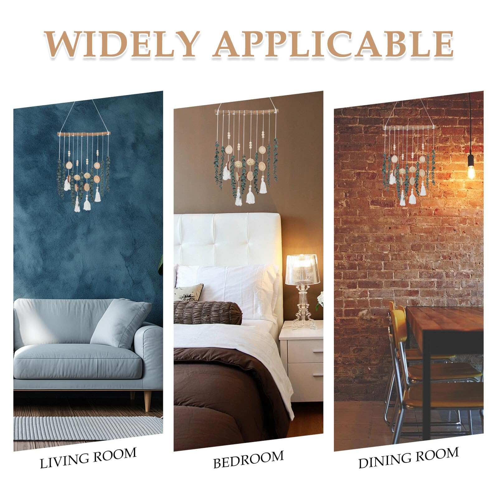 Gatuida Ghirlanda di Eucalipto Artificiale Decorazione da Parete Piante Artificiali Sospese Arazzi Rustici in Stile Boho Ghirlanda di Perline da Parete Arredamento per Casa in Stile