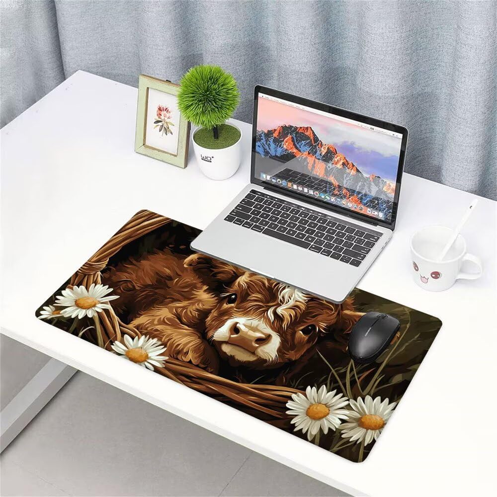 Alfombrilla de Mouse para Juegos, Giallo, XXL, Antideslizante, Impermeable, Diseño de Bue, Extendido, Grande, 1400x600x3mm, para PC, Laptop, Ufficio, Famiglia d-612
