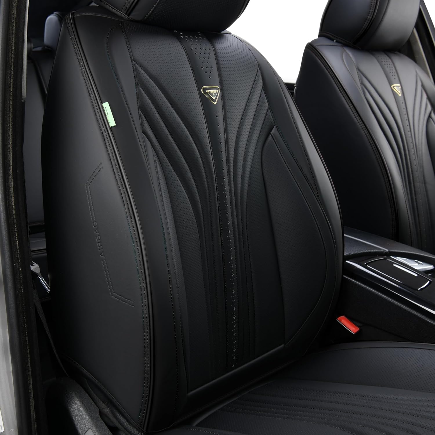 FLORICH 2 Coprisedili Anteriori in Pelle Universali per Auto Compatibili con il 95% Delle Berline, SUV, Pick-up e Monovolume (Anteriori, Nero02)