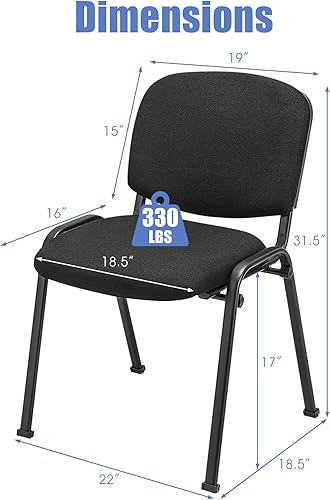 Miniatura 3 de Tangkula Juego de 2 sillas de sala de conferencias, sillas apilables para invitados de oficina con respaldo y asiento tapizados, sillas ergonómicas