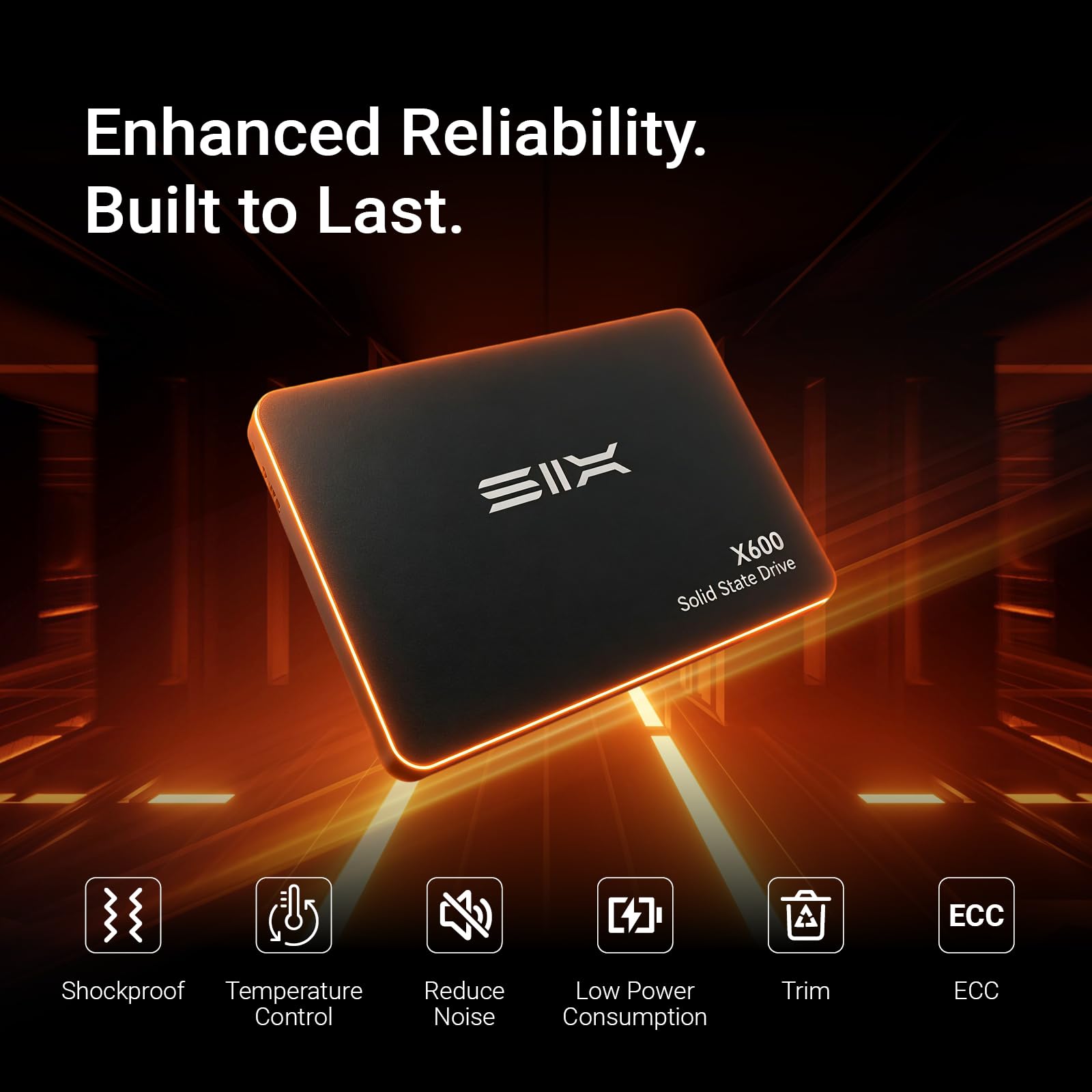 SIX Disque dur interne SSD SATA 2.5 512 Go en lecture jusqu'à 560 Mo/s