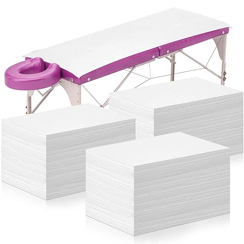 Tegeme 150 piezas de sábanas desechables para mesa de masaje, sábanas no tejidas impermeables para mesa de masaje (blanco)