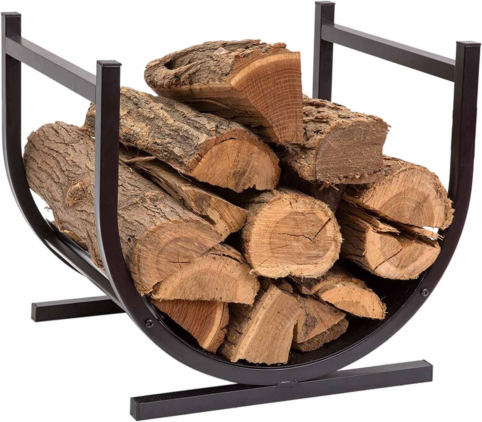 ORGNXOutdoor Firewood Rack, Indoor Fireplace Firewood Rack,Steel Wood Storage Rack Suitable for Fireplaces Or Outdoor Fire Pits
