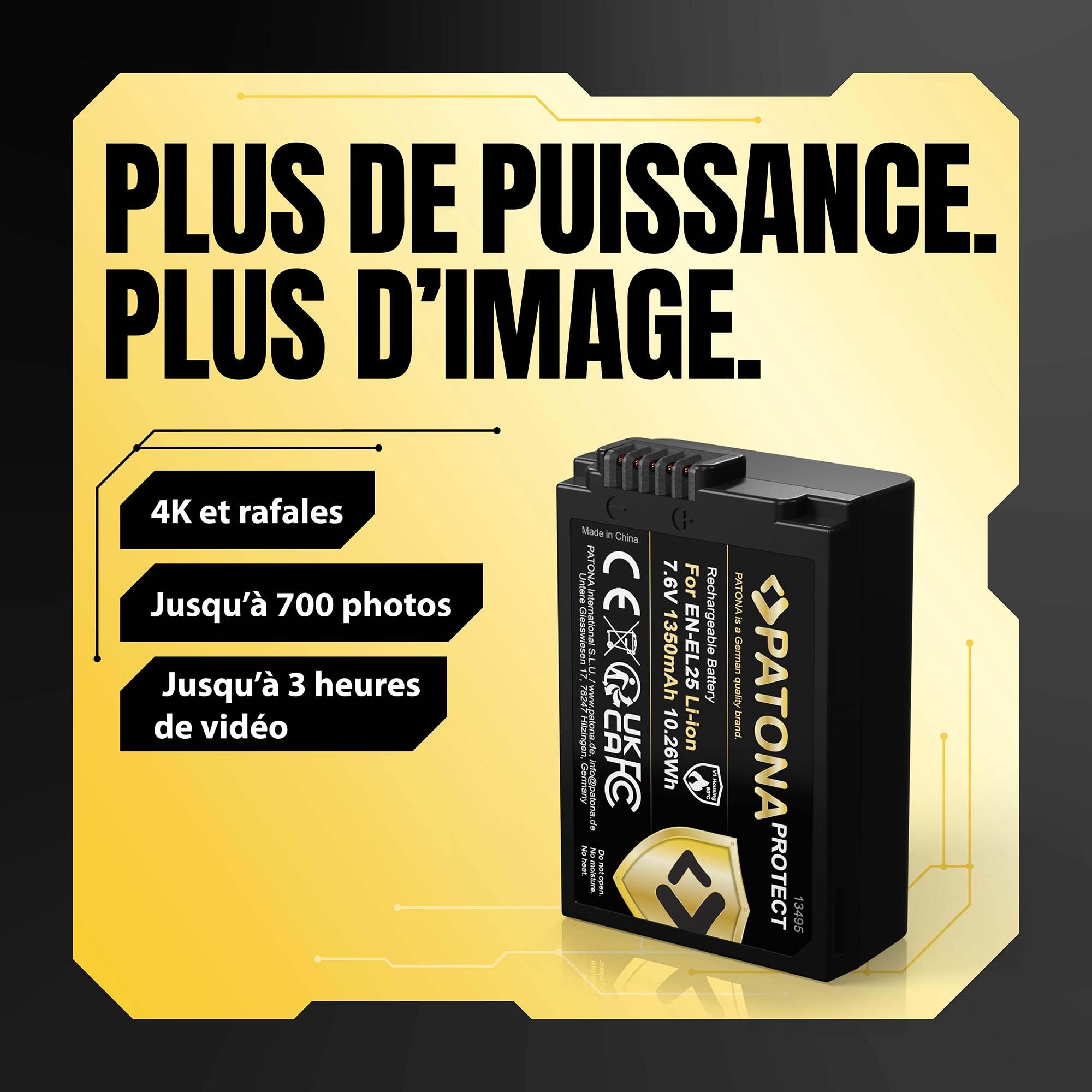 PATONA Protect Batterie pour Nikon EN-EL25 EN-EL25a 1350mAh